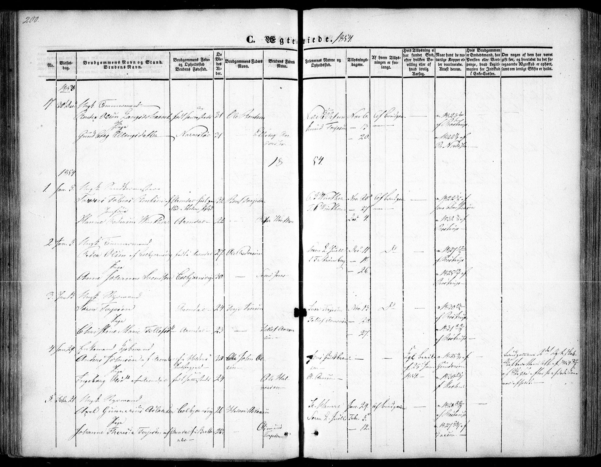 Arendal sokneprestkontor, Trefoldighet, SAK/1111-0040/F/Fa/L0005: Parish register (official) no. A 5, 1838-1854, p. 200