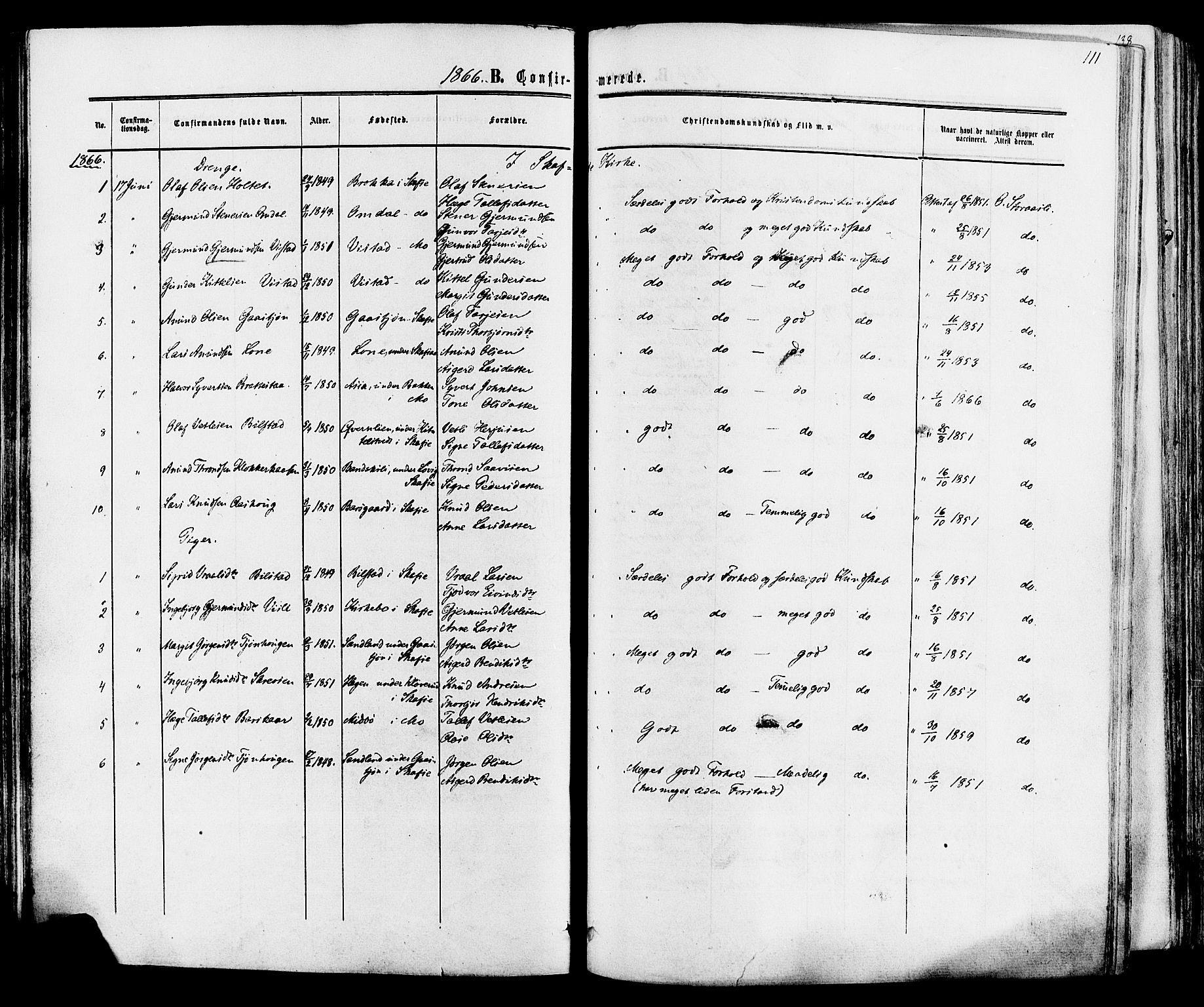 Mo kirkebøker, SAKO/A-286/F/Fa/L0006: Parish register (official) no. I 6, 1865-1885, p. 111