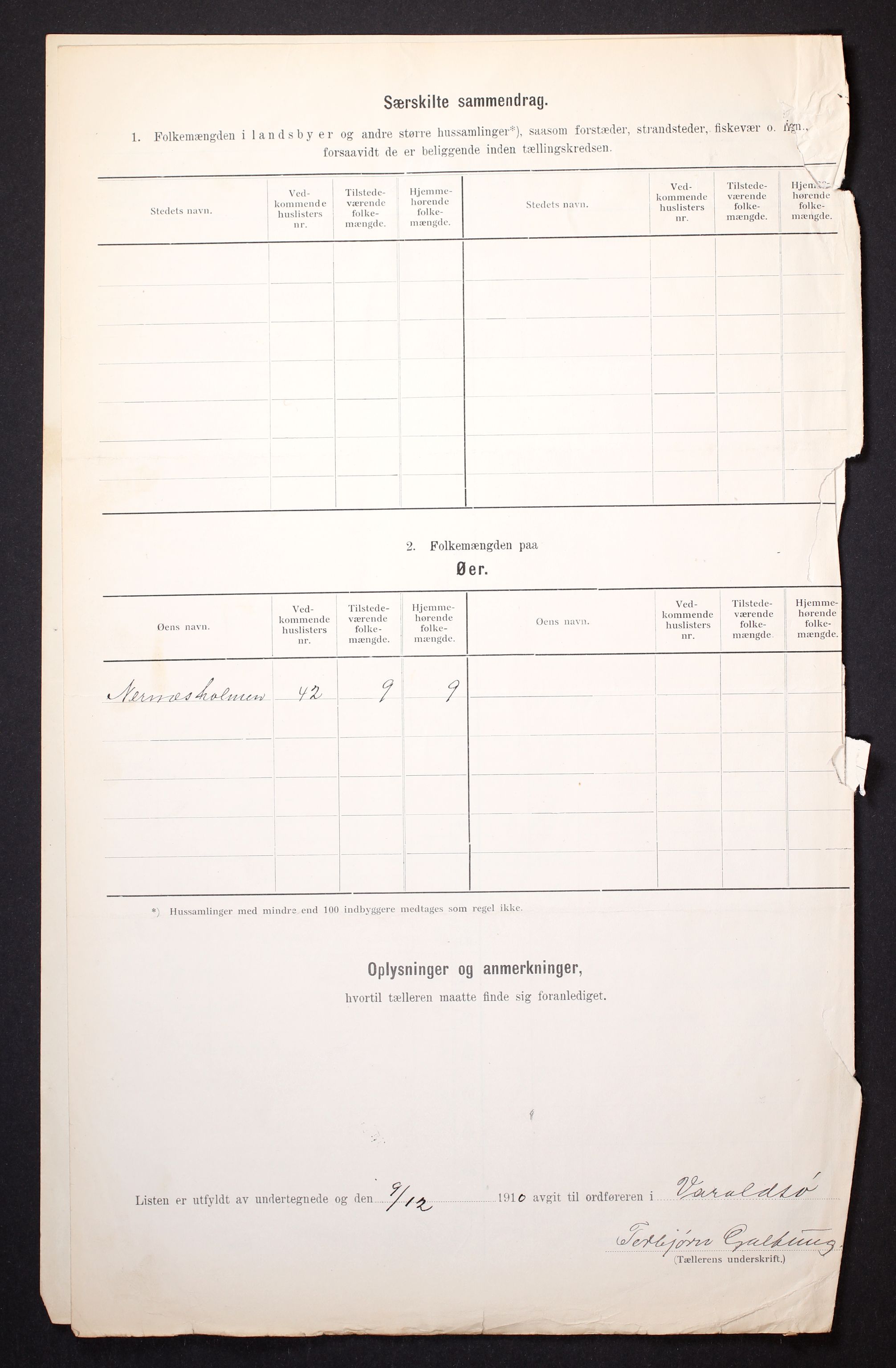 RA, 1910 census for Varaldsøy, 1910, p. 9