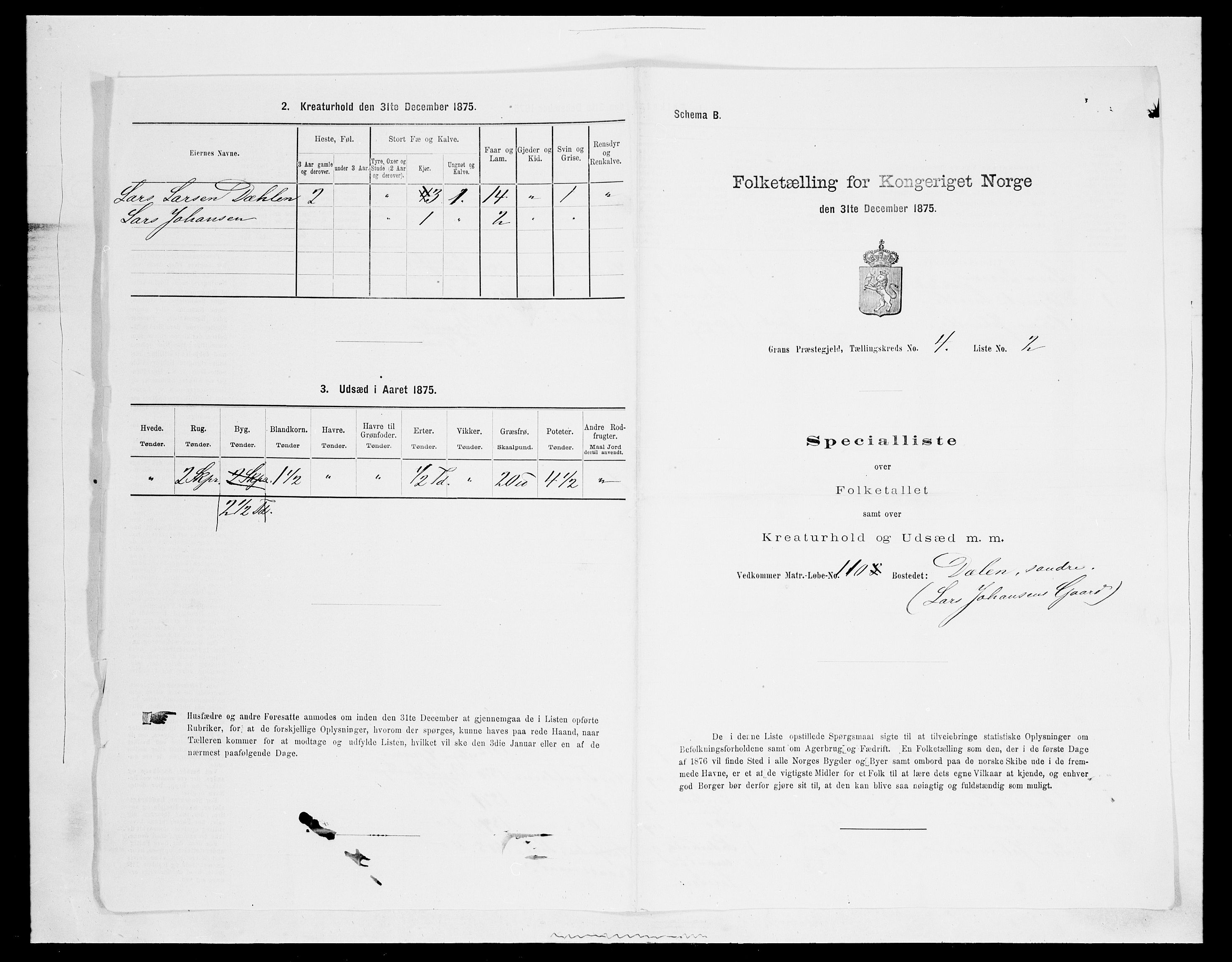 SAH, 1875 census for 0534P Gran, 1875, p. 547