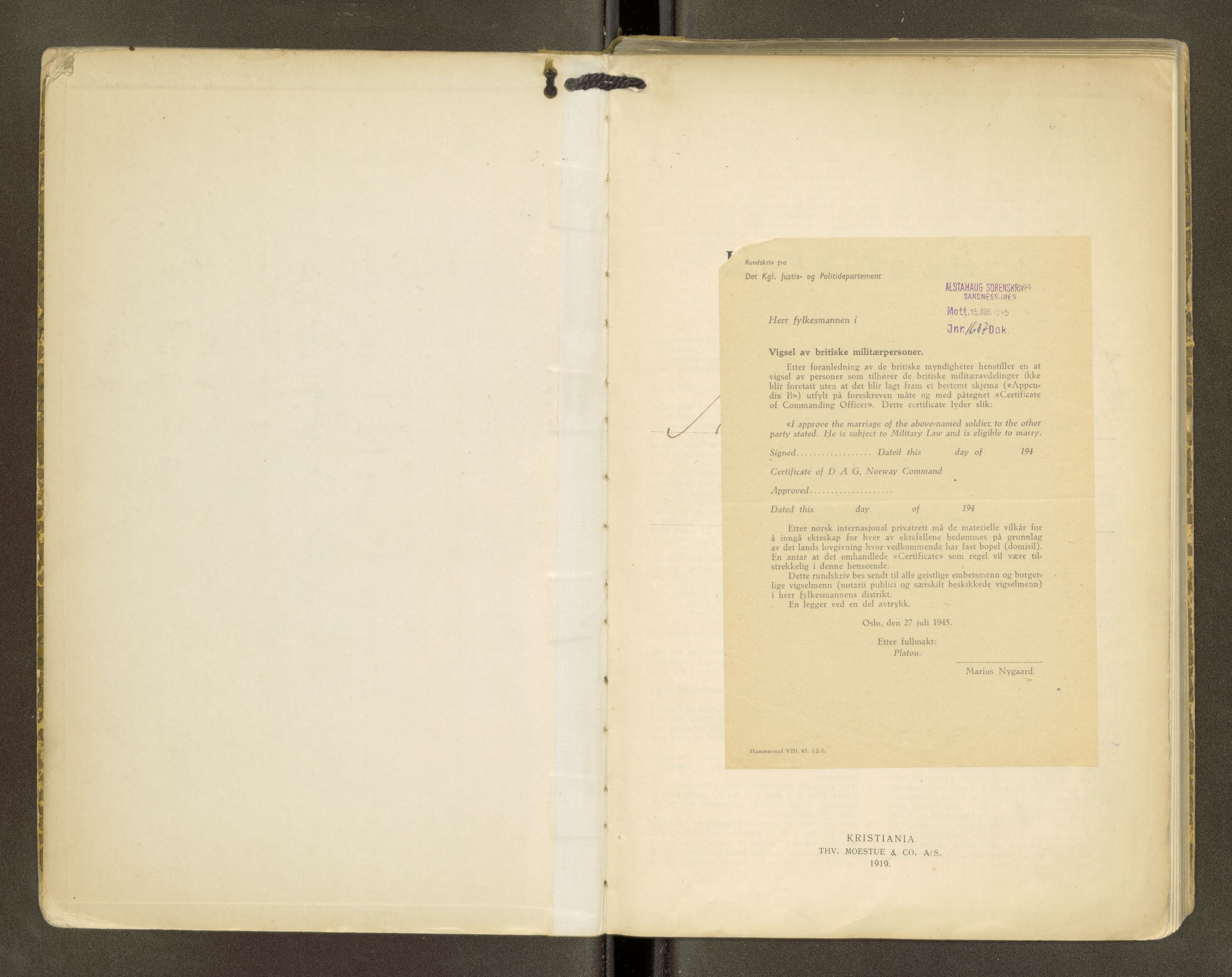 Søndre Helgeland sorenskriveri, SAT/A-4575/1/6/6D/L0001: Lysingsbok, 1919-1969