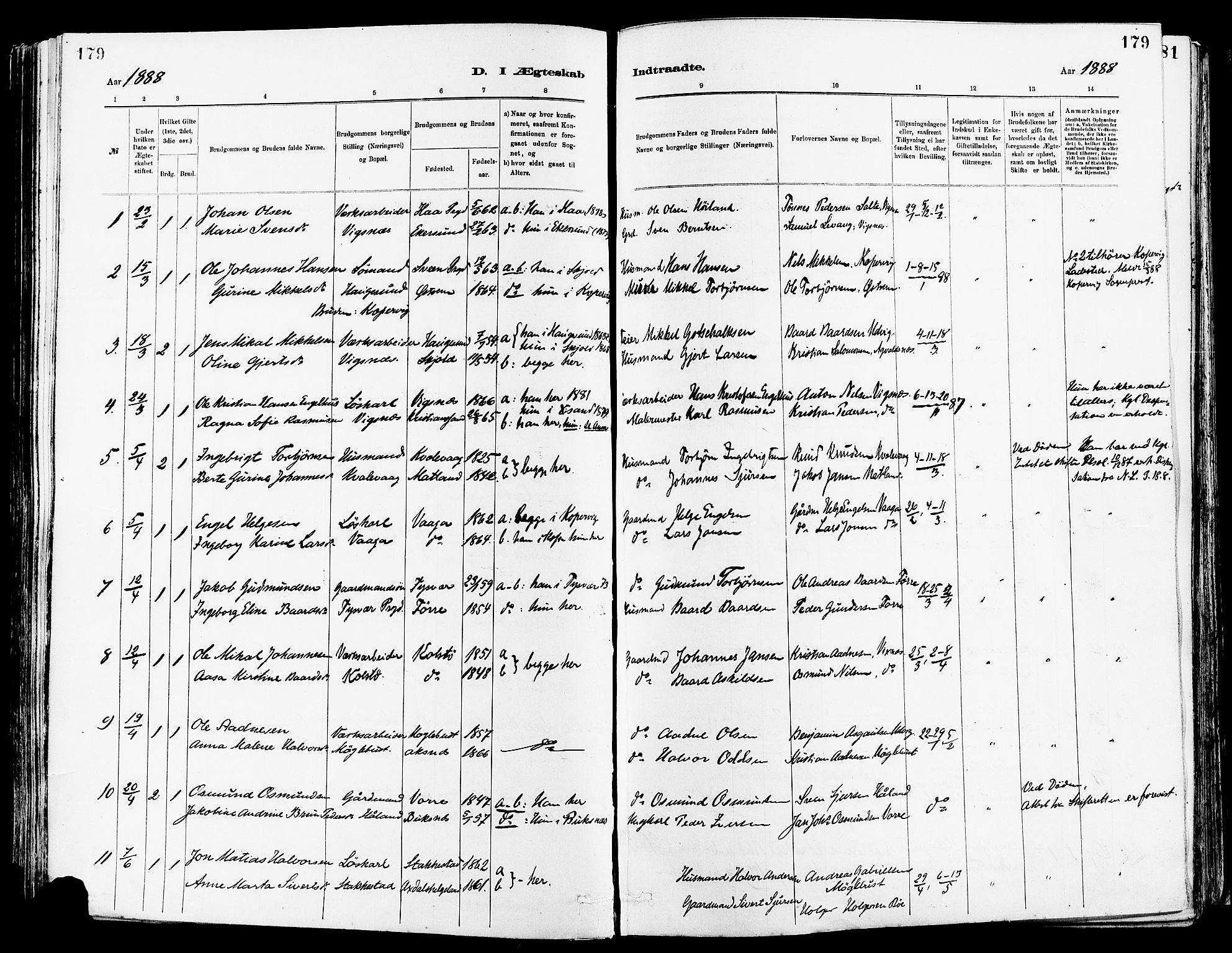 Avaldsnes sokneprestkontor, AV/SAST-A -101851/H/Ha/Haa/L0015: Parish register (official) no. A 15, 1880-1906, p. 179