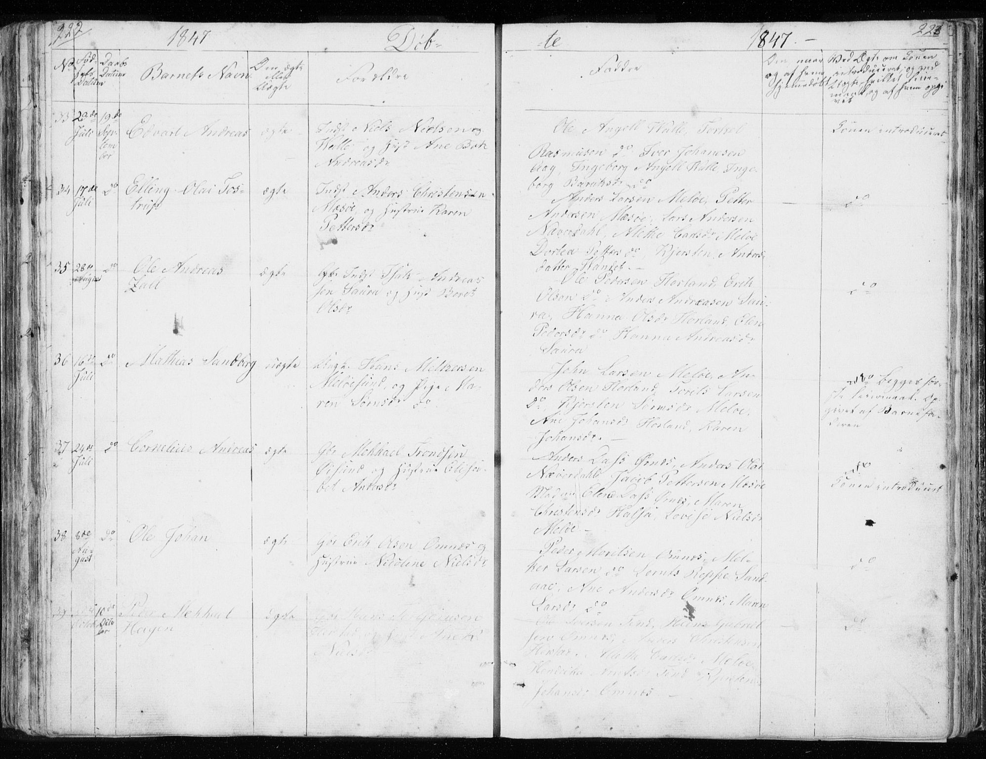 Ministerialprotokoller, klokkerbøker og fødselsregistre - Nordland, AV/SAT-A-1459/843/L0632: Parish register (copy) no. 843C01, 1833-1853, p. 222-223