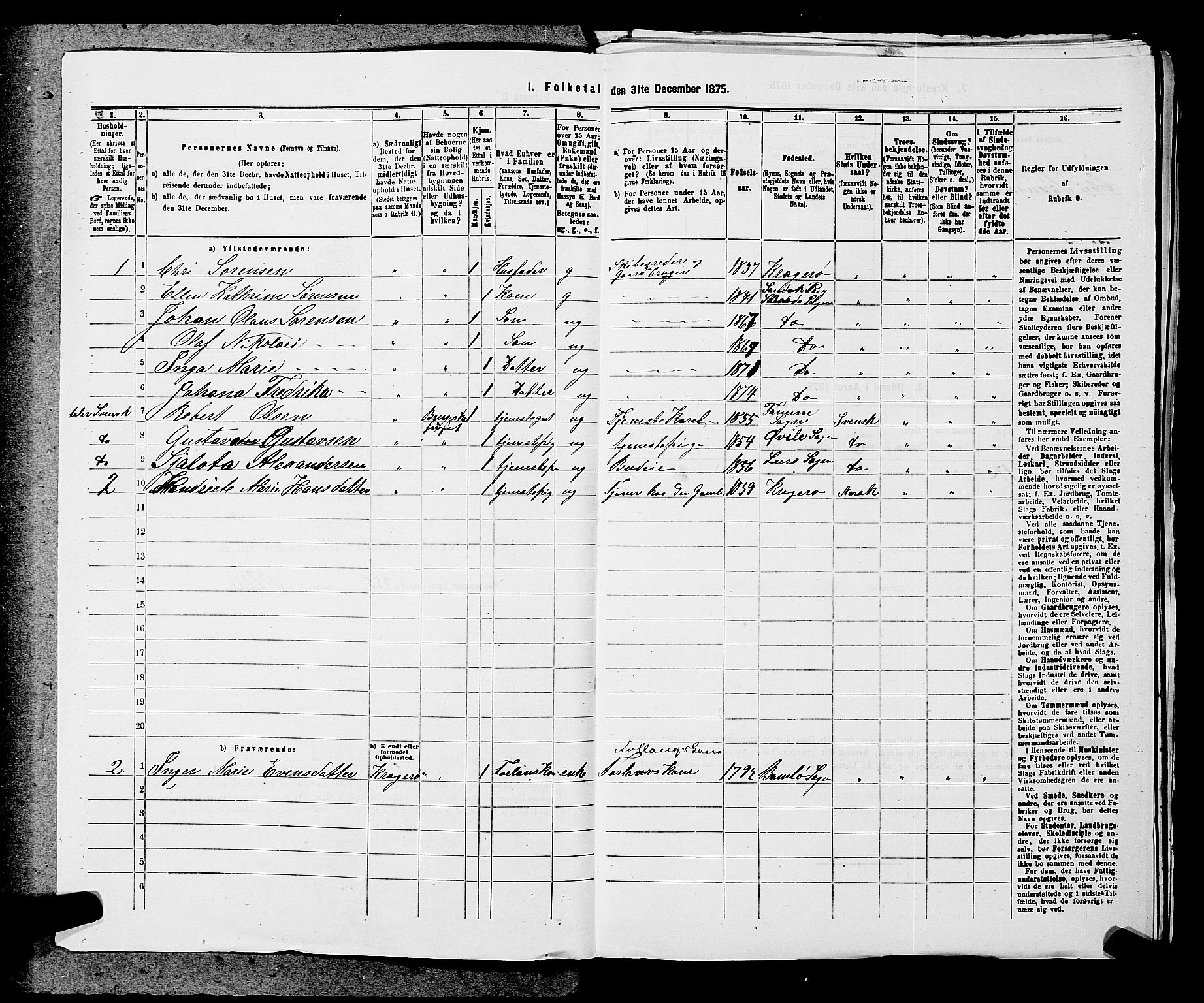 SAKO, 1875 census for 0816P Sannidal, 1875, p. 2160