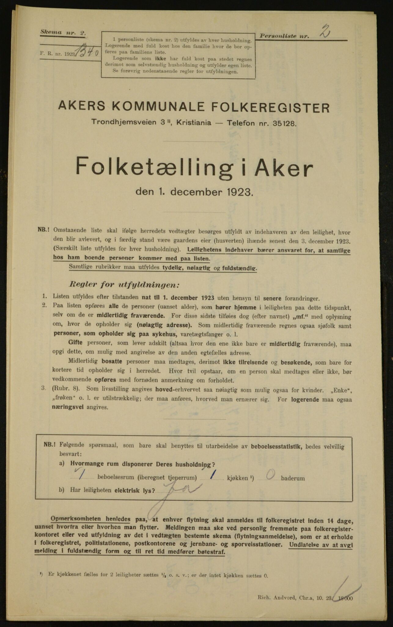 , Municipal Census 1923 for Aker, 1923, p. 30905