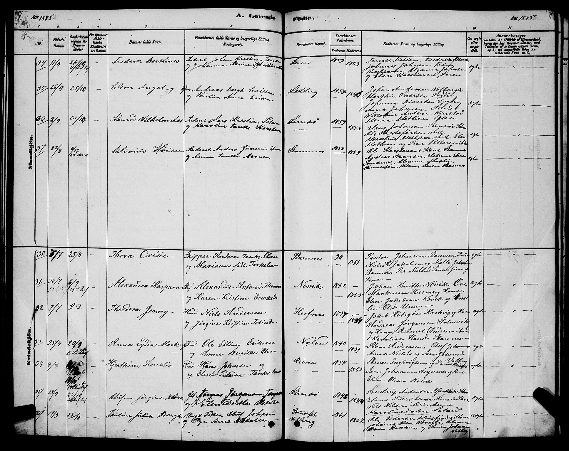 Ministerialprotokoller, klokkerbøker og fødselsregistre - Nordland, AV/SAT-A-1459/831/L0477: Parish register (copy) no. 831C04, 1878-1897, p. 47