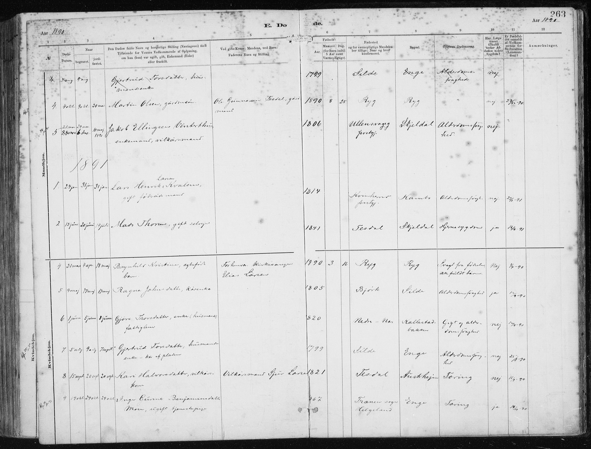 Etne sokneprestembete, SAB/A-75001/H/Haa: Parish register (official) no. B  1, 1879-1919, p. 263