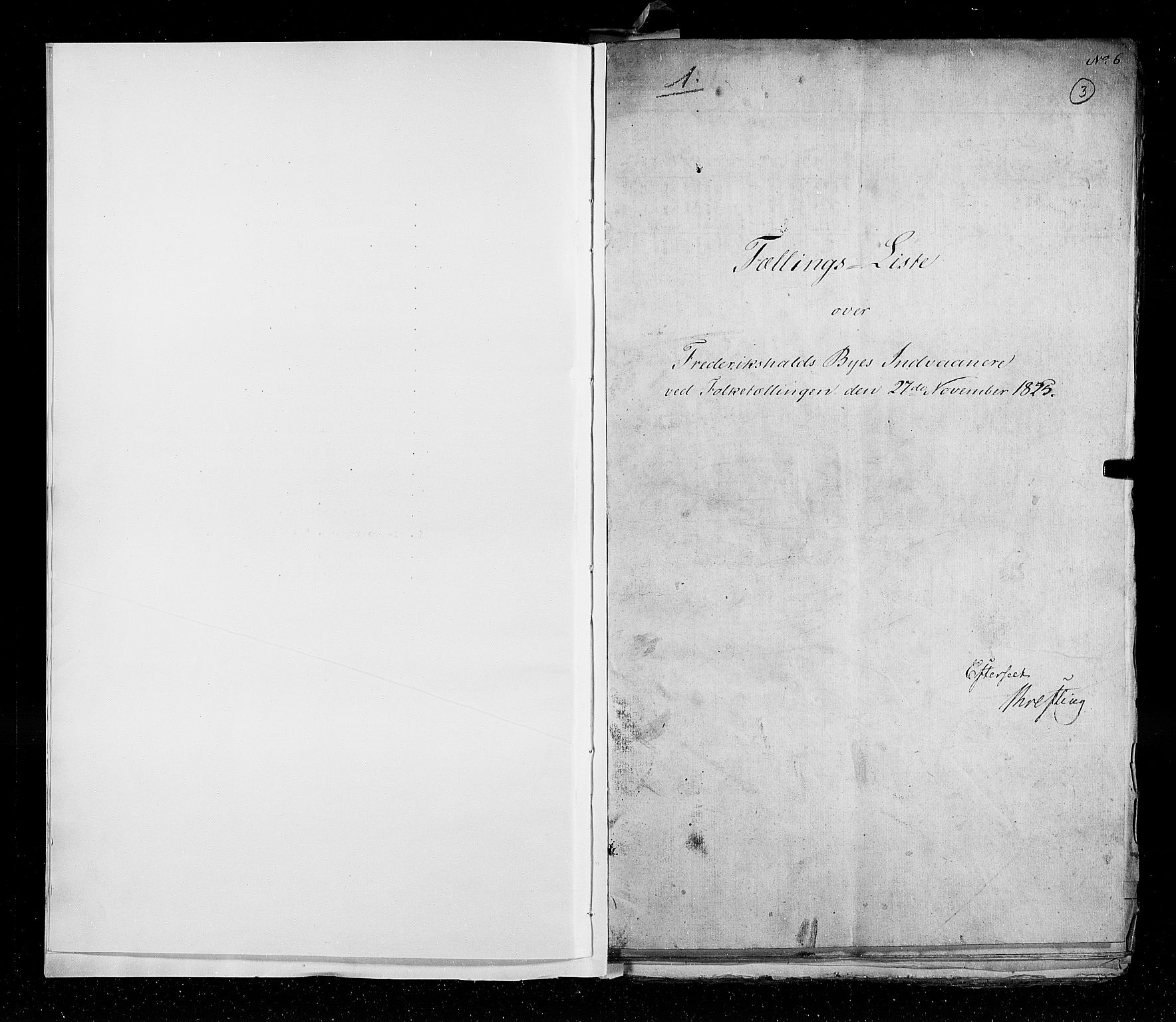 RA, Census 1825, vol. 20: Fredrikshald-Kragerø, 1825, p. 3