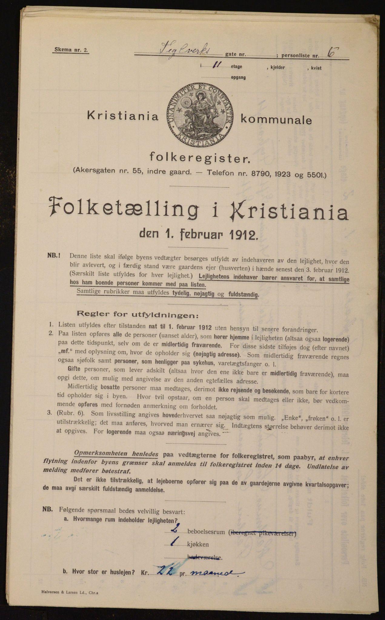 OBA, Municipal Census 1912 for Kristiania, 1912, p. 107405