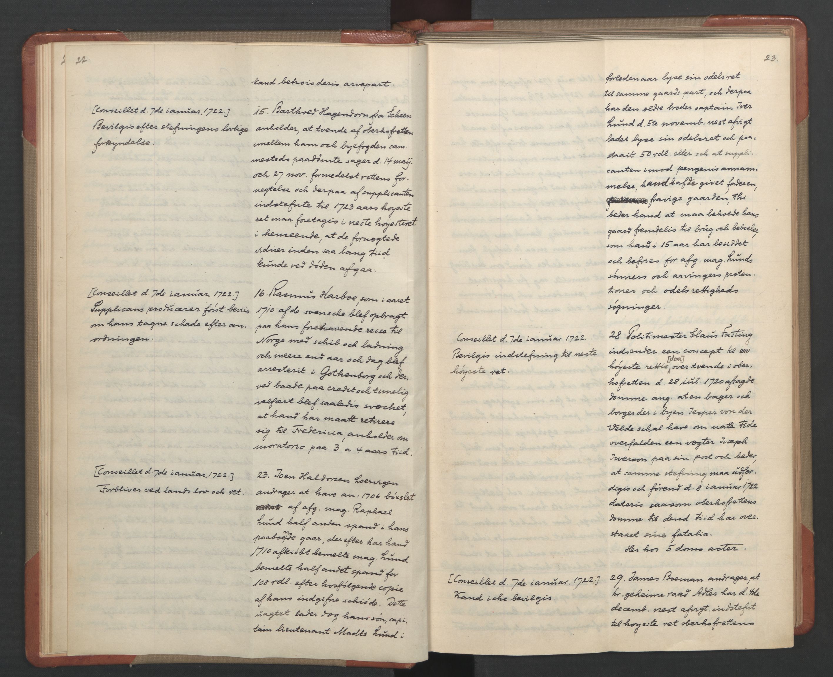 Avskriftsamlingen, AV/RA-EA-4022/F/Fa/L0085: Supplikker, 1722, p. 15