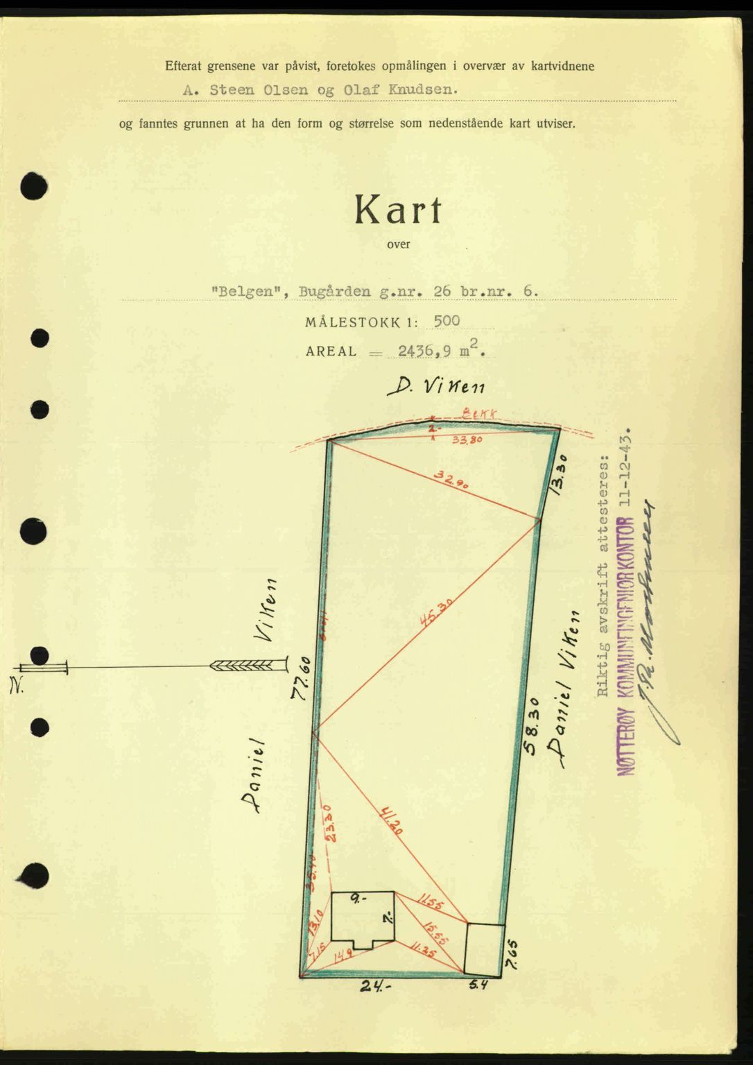 Tønsberg sorenskriveri, AV/SAKO-A-130/G/Ga/Gaa/L0014: Mortgage book no. A14, 1943-1944, Diary no: : 3049/1943