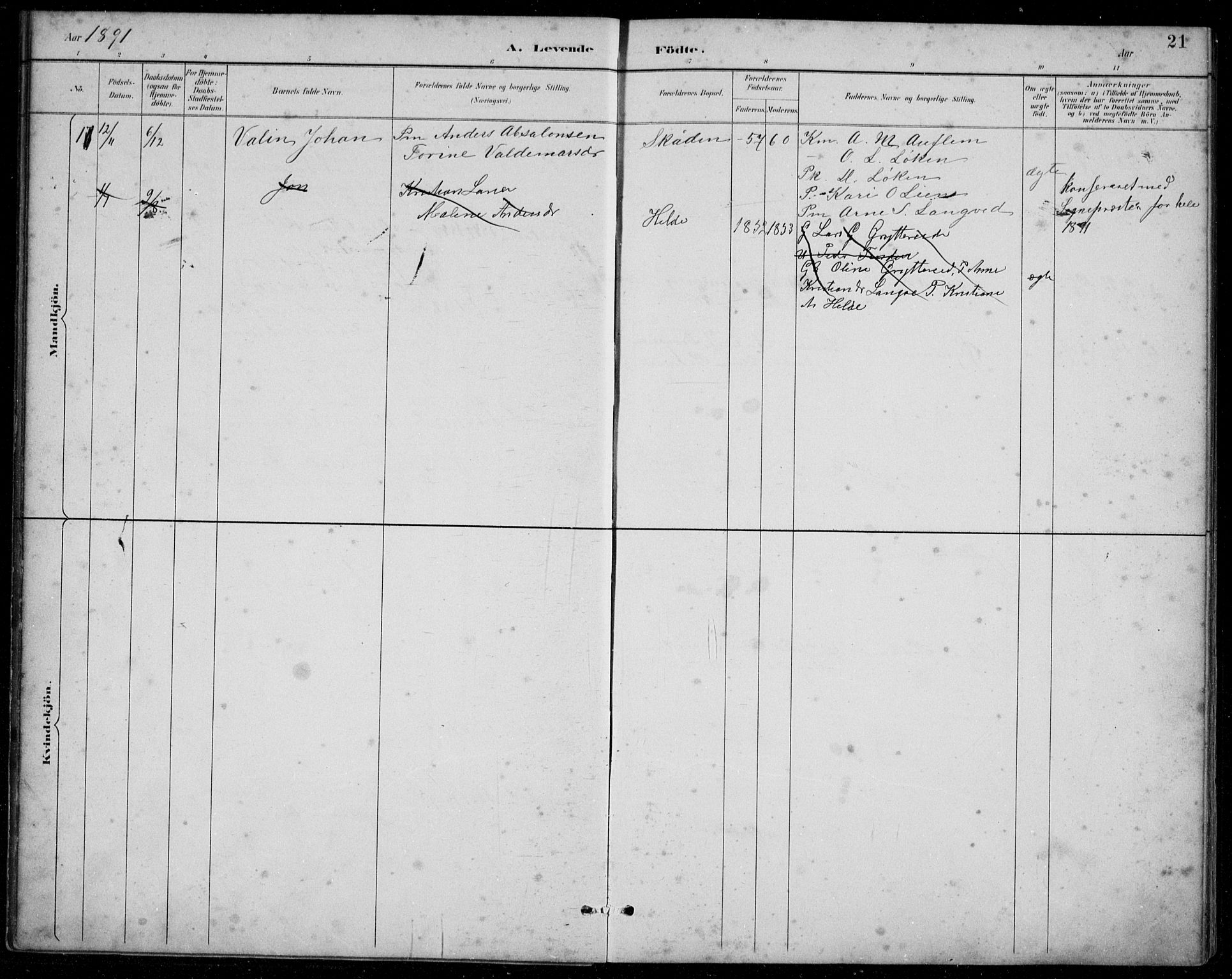 Innvik sokneprestembete, AV/SAB-A-80501: Parish register (copy) no. A 3, 1886-1912, p. 21