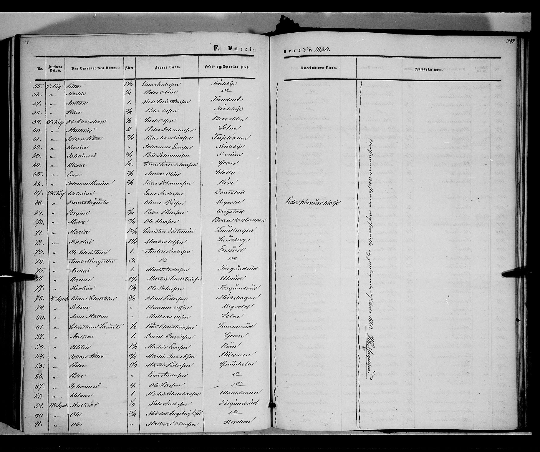 Vestre Toten prestekontor, SAH/PREST-108/H/Ha/Haa/L0006: Parish register (official) no. 6, 1856-1861, p. 359
