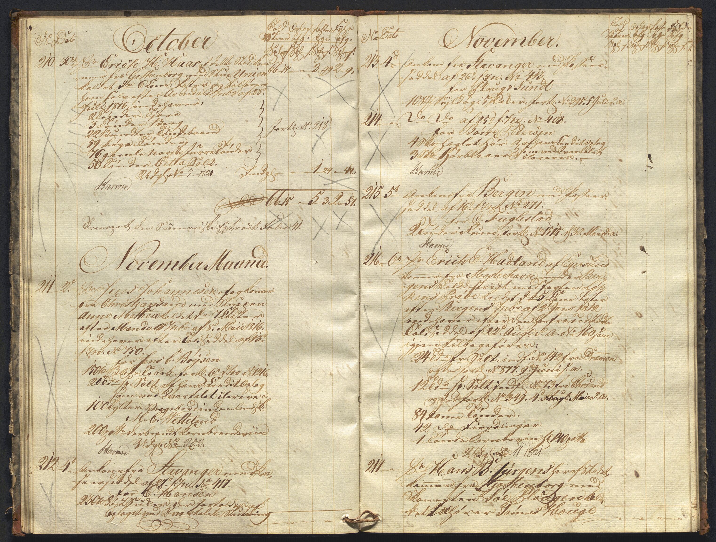 Revisjonsdepartementet, 2. revisjonskontor, AV/RA-S-1115/E/E010/L0060: Egersund: Tollbok, 1820, p. 32b-33a