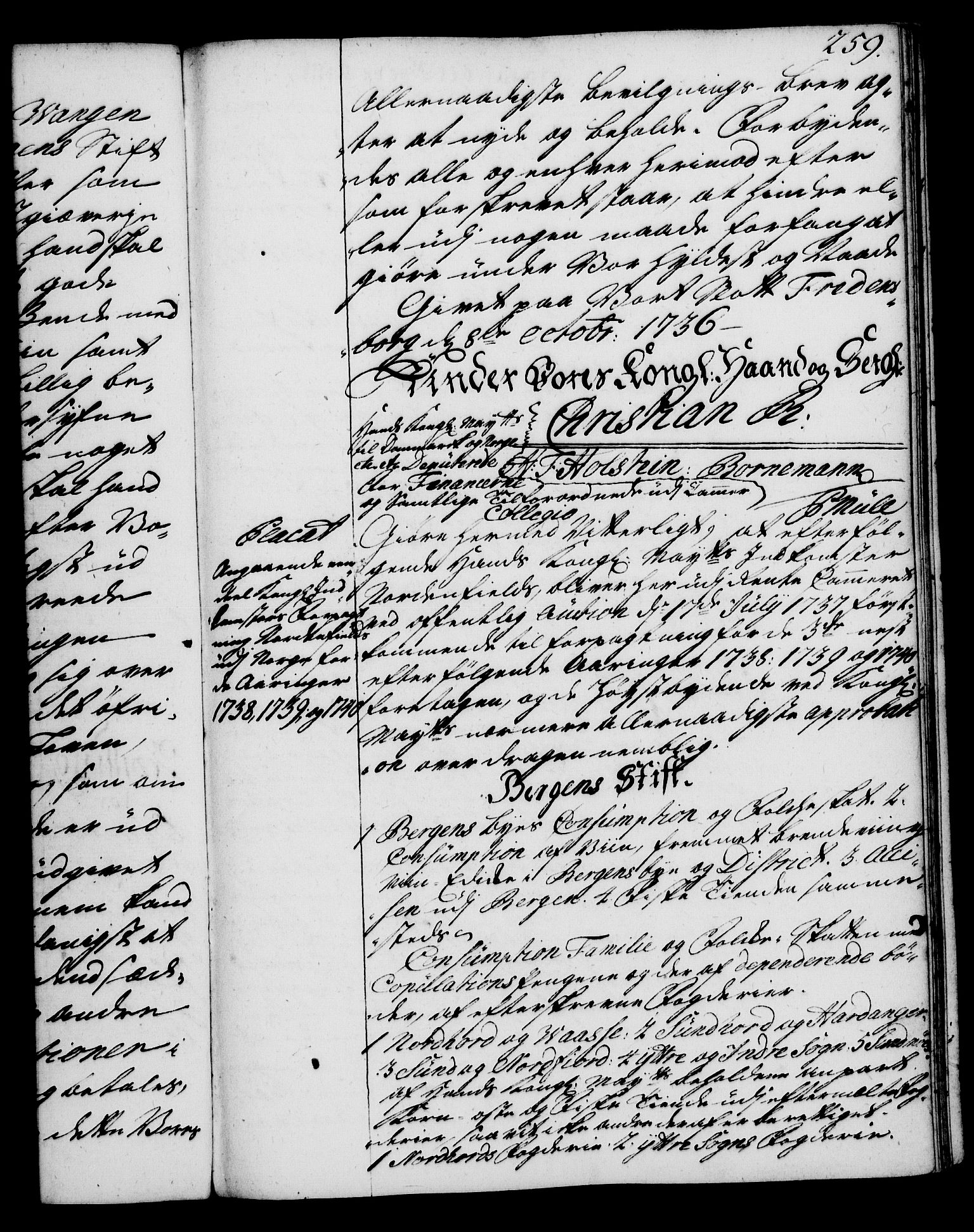 Rentekammeret, Kammerkanselliet, RA/EA-3111/G/Gg/Gga/L0004: Norsk ekspedisjonsprotokoll med register (merket RK 53.4), 1734-1741, p. 259