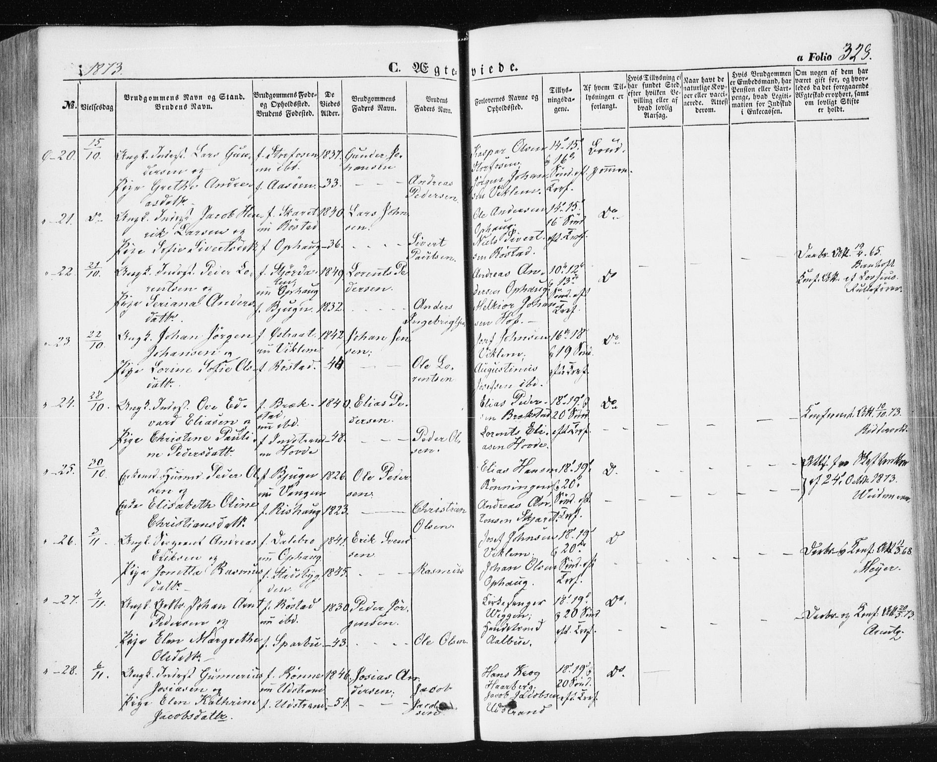 Ministerialprotokoller, klokkerbøker og fødselsregistre - Sør-Trøndelag, SAT/A-1456/659/L0737: Parish register (official) no. 659A07, 1857-1875, p. 328