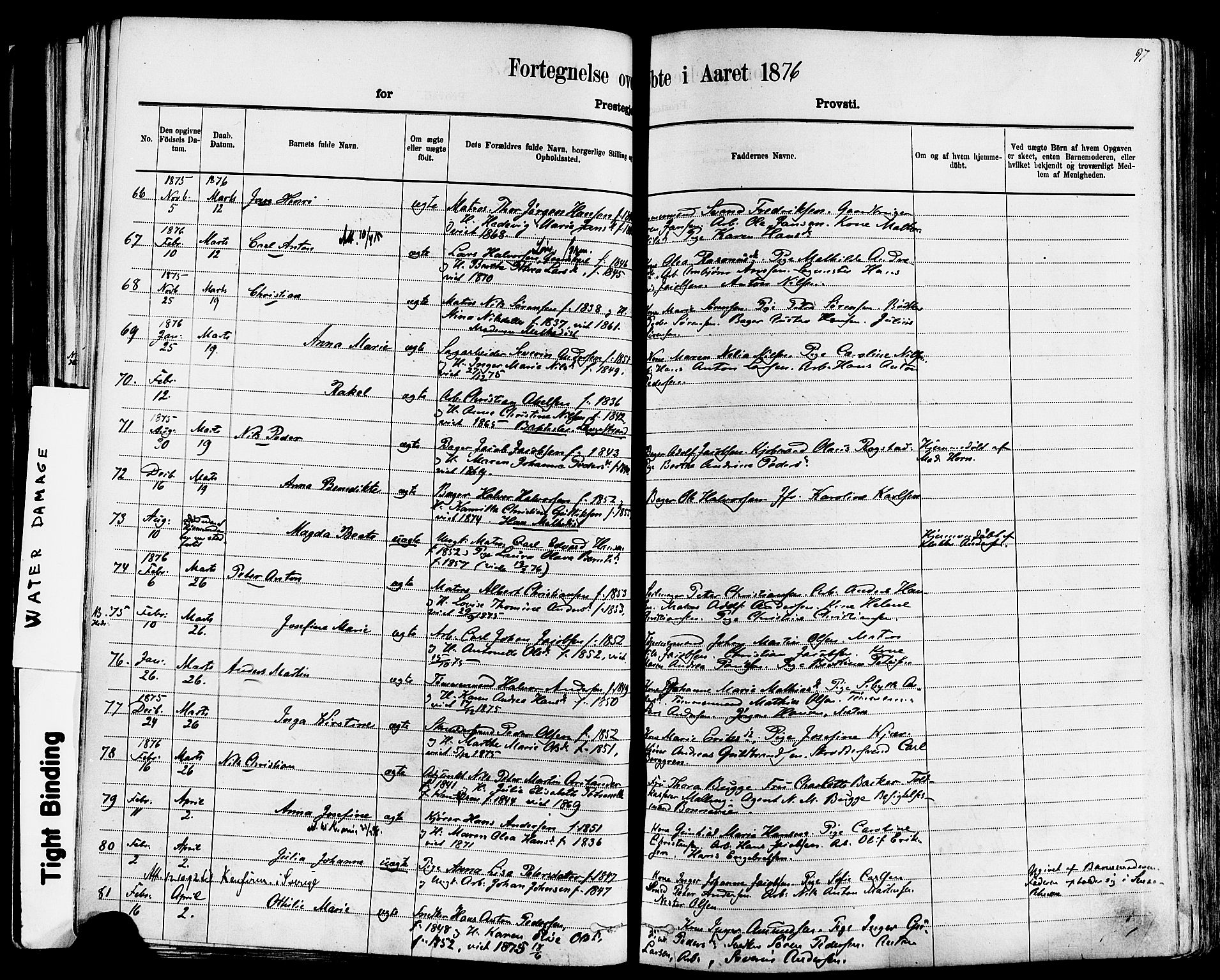 Larvik kirkebøker, AV/SAKO-A-352/F/Fa/L0006: Parish register (official) no. I 6, 1871-1883, p. 97