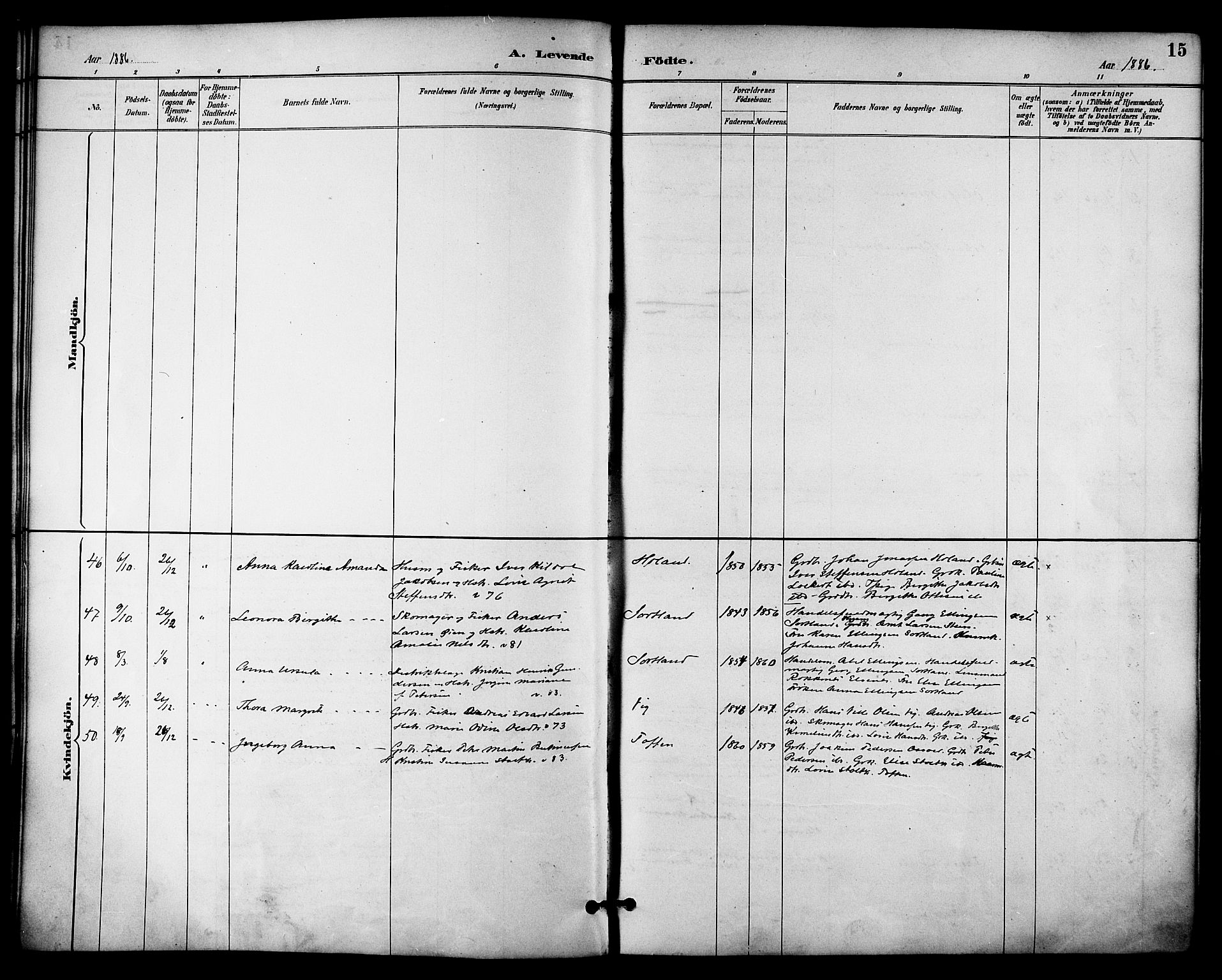 Ministerialprotokoller, klokkerbøker og fødselsregistre - Nordland, AV/SAT-A-1459/895/L1371: Parish register (official) no. 895A06, 1885-1894, p. 15