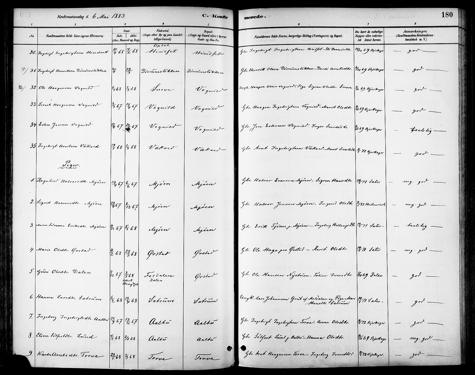 Ministerialprotokoller, klokkerbøker og fødselsregistre - Sør-Trøndelag, AV/SAT-A-1456/678/L0901: Parish register (official) no. 678A10, 1881-1894, p. 180