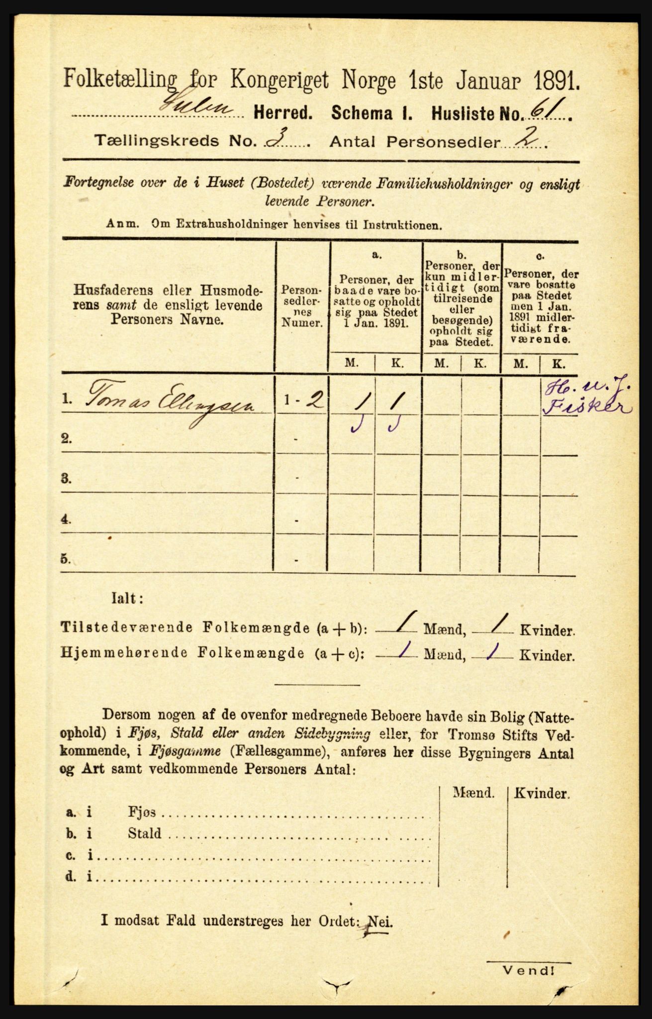 RA, 1891 census for 1412 Solund, 1891, p. 1143
