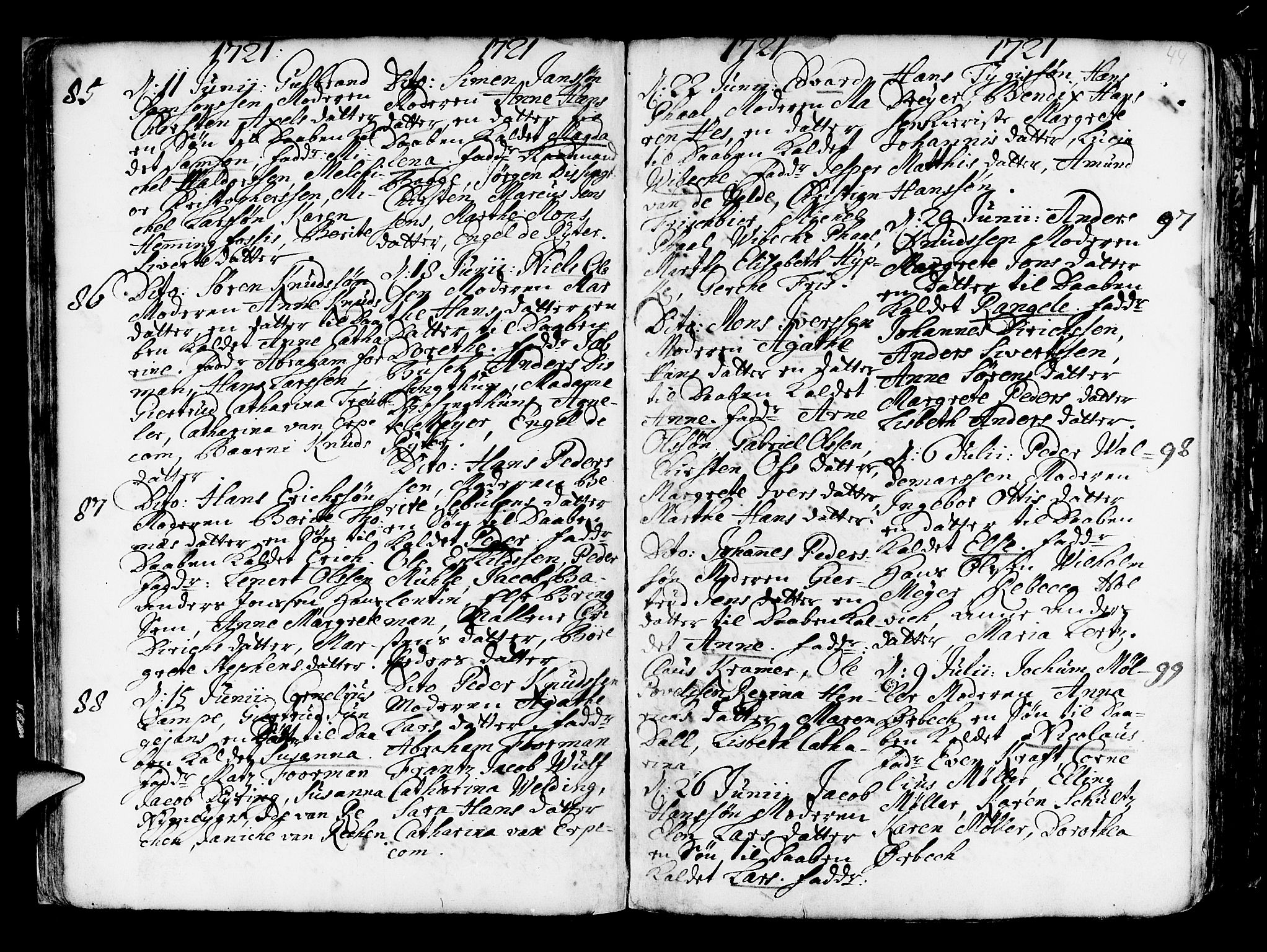 Nykirken Sokneprestembete, AV/SAB-A-77101/H/Haa/L0003: Parish register (official) no. A 3, 1717-1764, p. 44