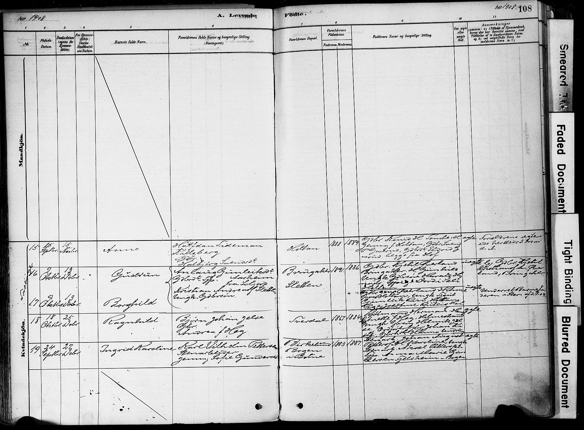 Botne kirkebøker, AV/SAKO-A-340/F/Fa/L0007: Parish register (official) no. I 7, 1878-1910, p. 108