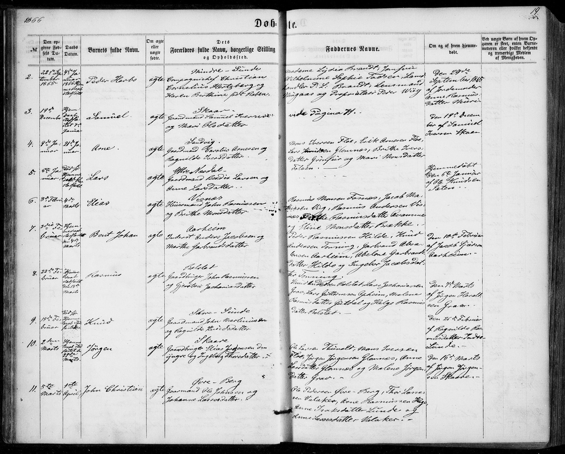 Stryn Sokneprestembete, SAB/A-82501: Parish register (official) no. A 3, 1862-1877, p. 19
