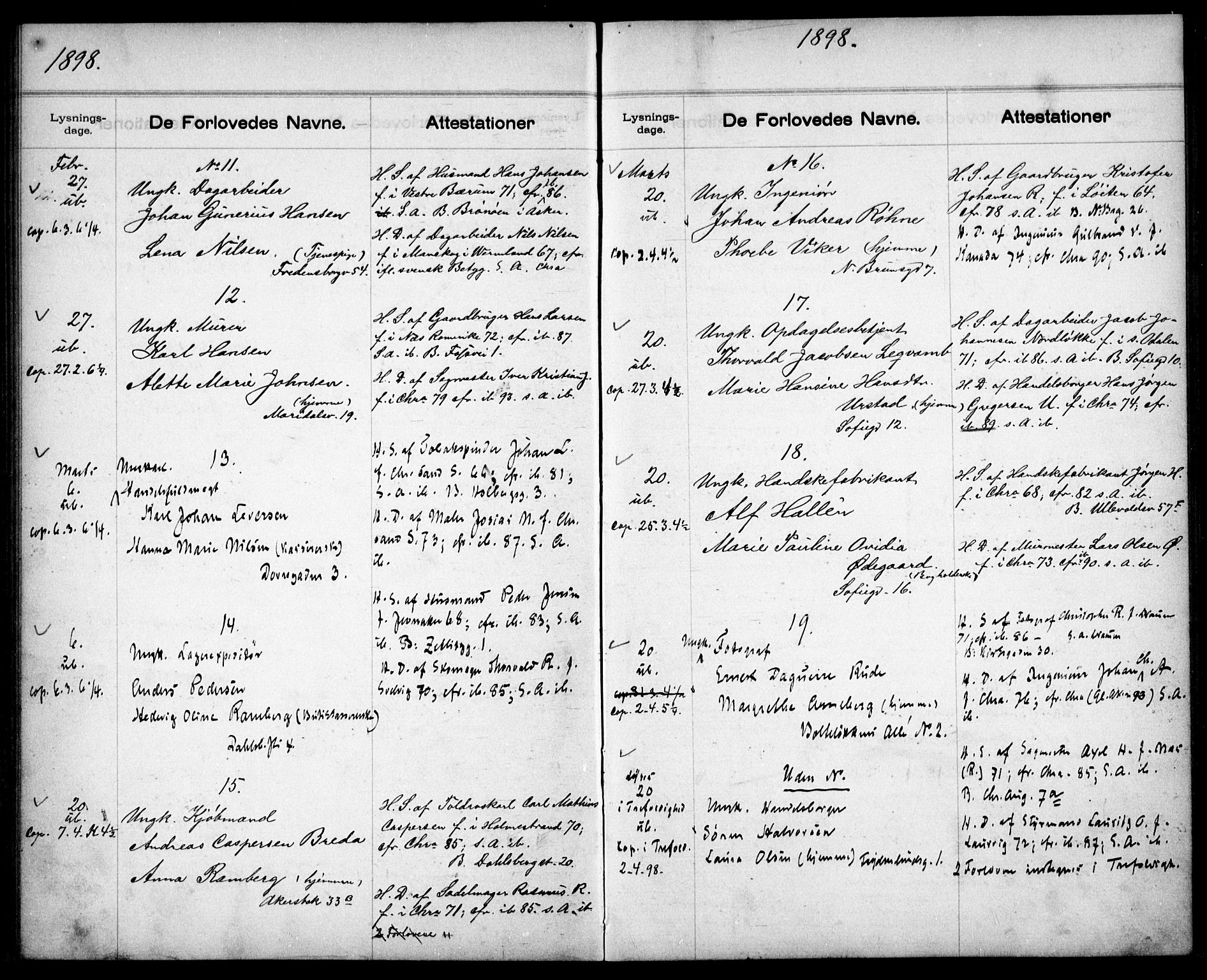 Gamle Aker prestekontor Kirkebøker, SAO/A-10617a/H/L0002: Banns register no. 2, 1890-1900