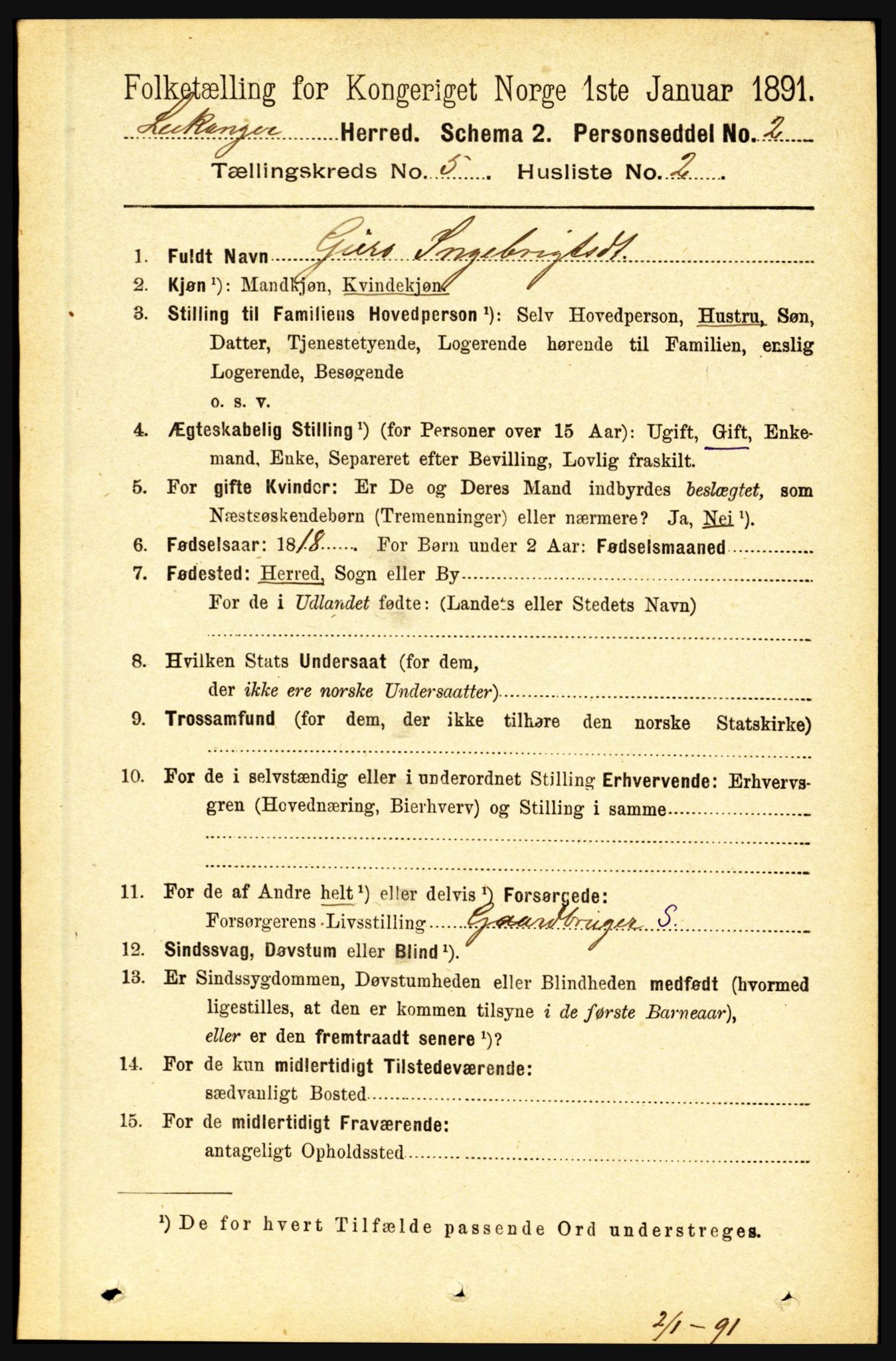 RA, 1891 census for 1419 Leikanger, 1891, p. 880