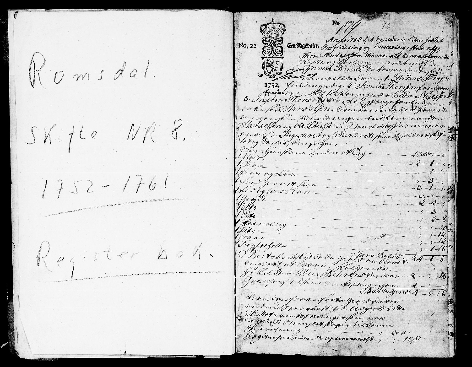 Romsdal sorenskriveri, SAT/A-4149/1/3/3A/L0008: Skifteprotokoll, 1752-1761
