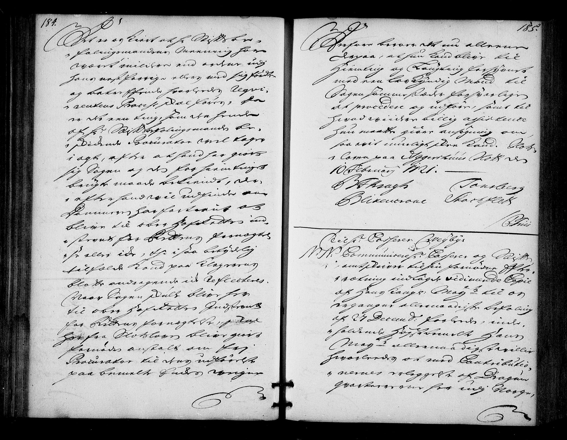 Stattholderembetet 1572-1771, AV/RA-EA-2870/Bd/L0013: Ordreprotokoll, 1720-1722, p. 184-185