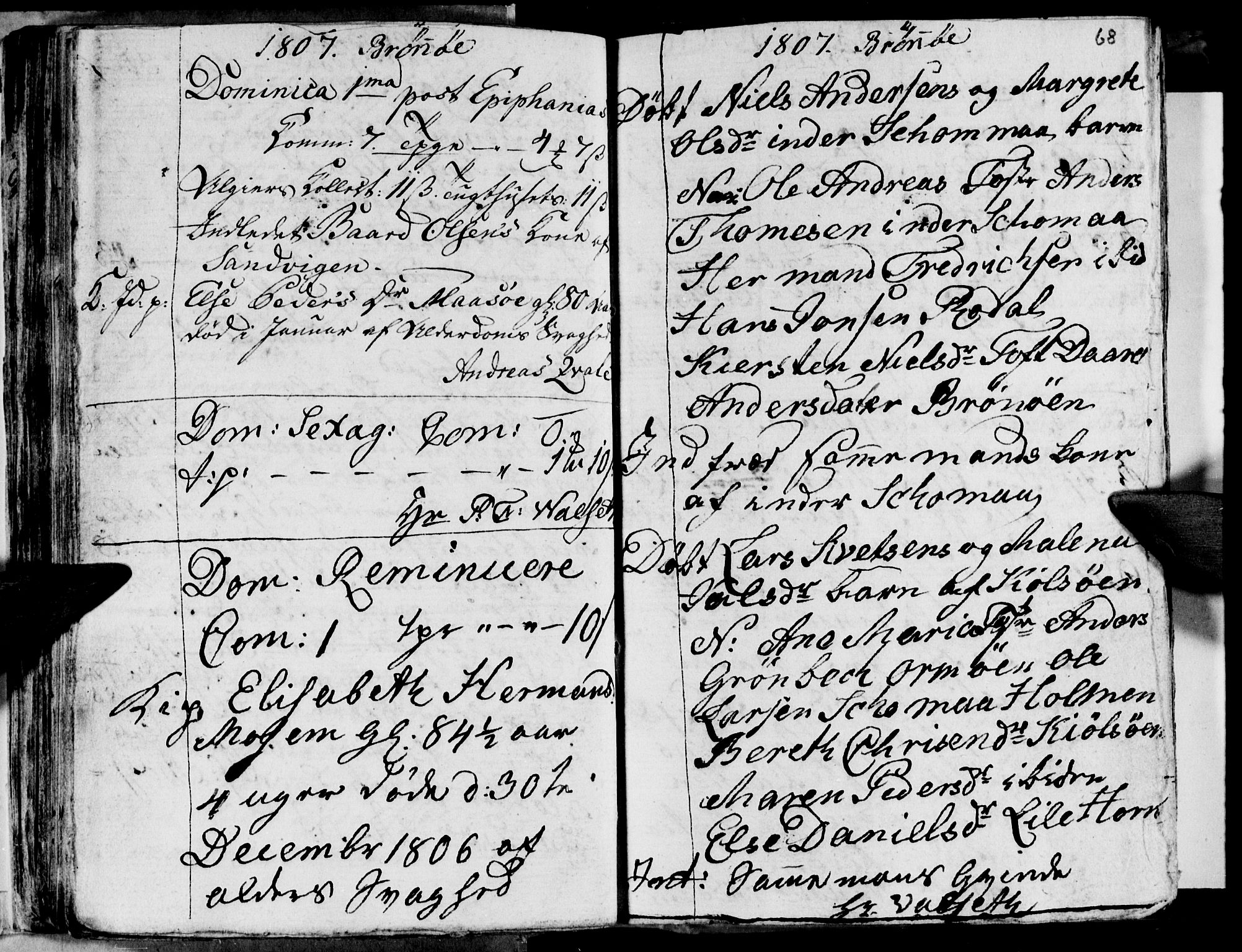 Ministerialprotokoller, klokkerbøker og fødselsregistre - Nordland, AV/SAT-A-1459/813/L0209: Parish register (copy) no. 813C01, 1803-1821, p. 68