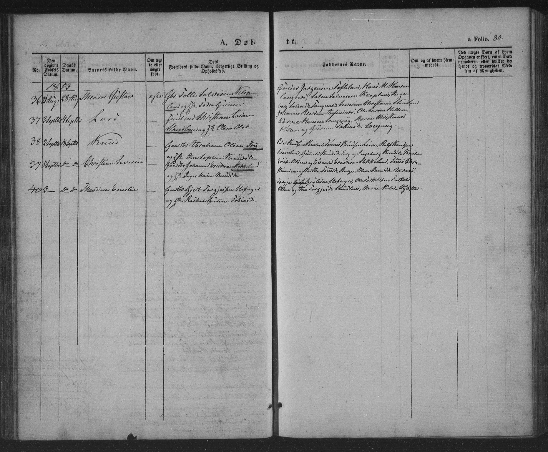 Søgne sokneprestkontor, AV/SAK-1111-0037/F/Fa/Fab/L0009: Parish register (official) no. A 9, 1838-1853, p. 80