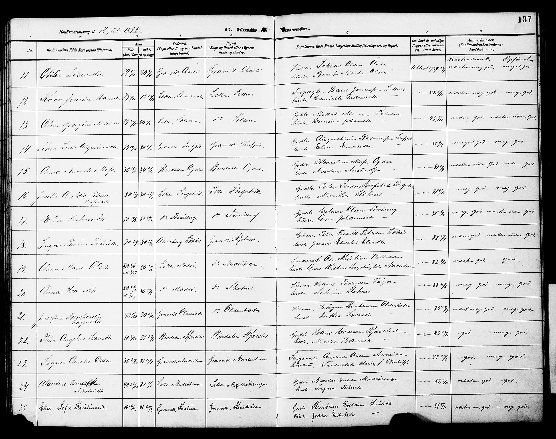Ministerialprotokoller, klokkerbøker og fødselsregistre - Nord-Trøndelag, SAT/A-1458/788/L0701: Parish register (copy) no. 788C01, 1888-1913, p. 137