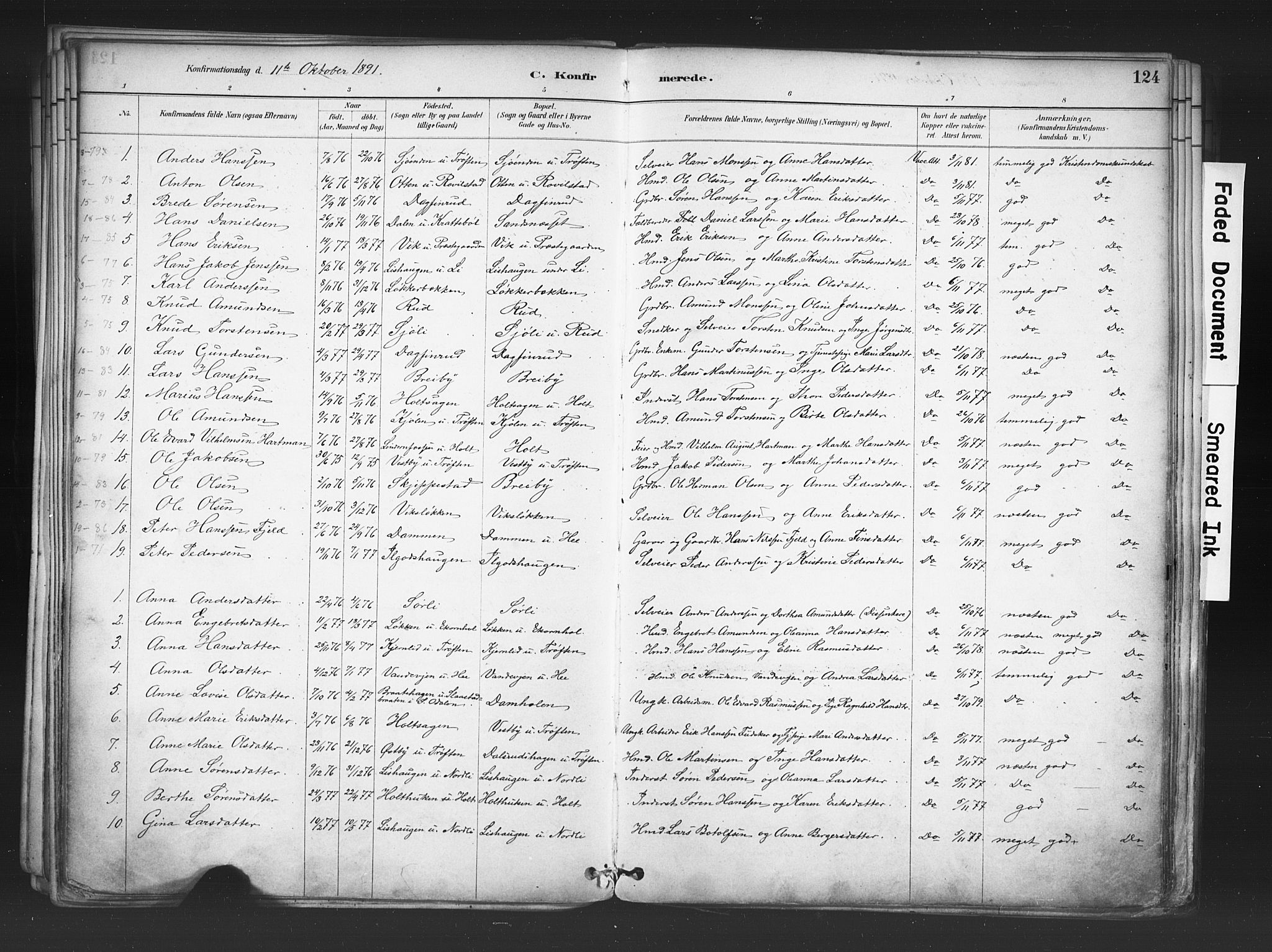 Nord-Odal prestekontor, AV/SAH-PREST-032/H/Ha/Haa/L0006: Parish register (official) no. 6, 1886-1901, p. 124