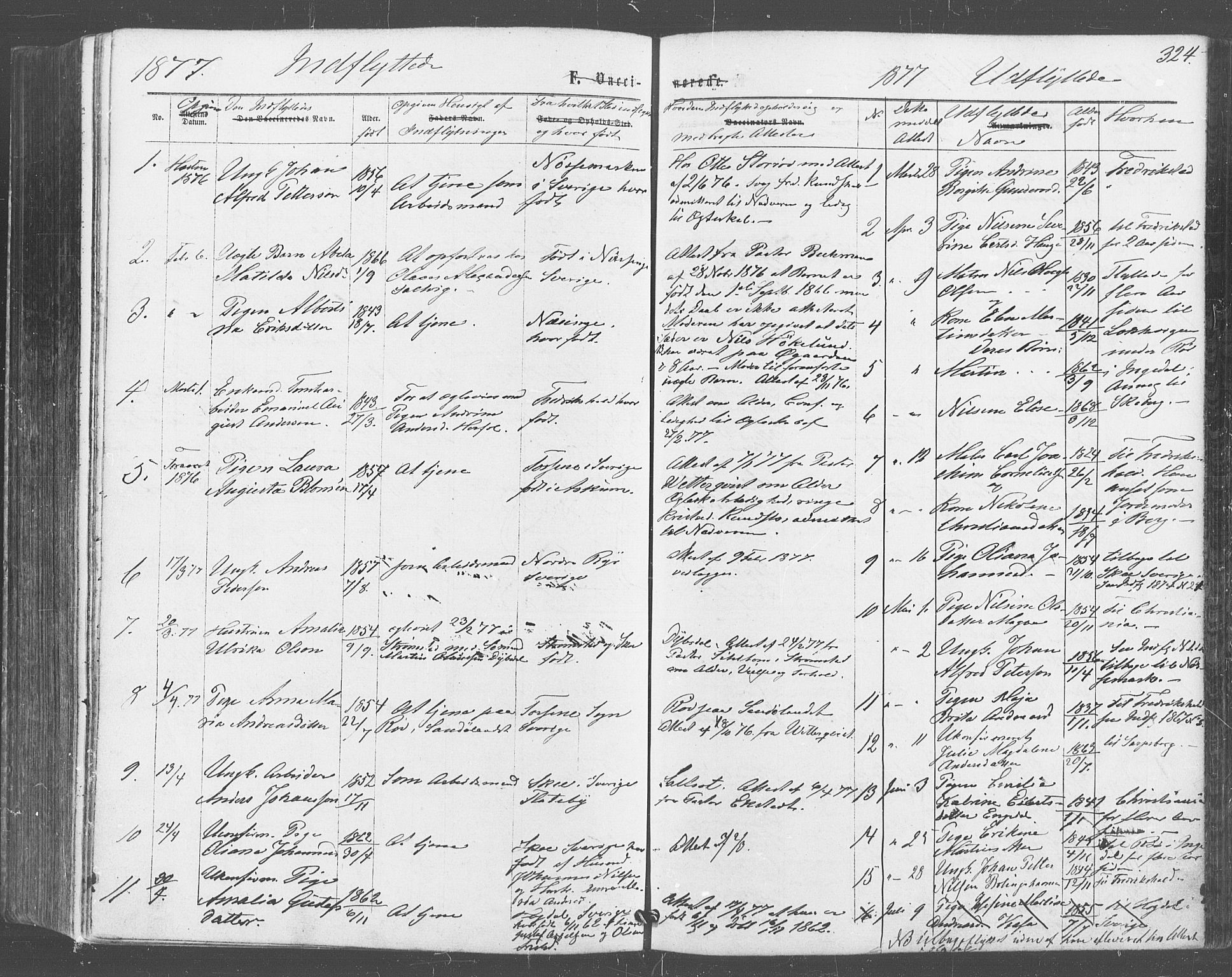 Hvaler prestekontor Kirkebøker, SAO/A-2001/F/Fa/L0007: Parish register (official) no. I 7, 1864-1878, p. 324
