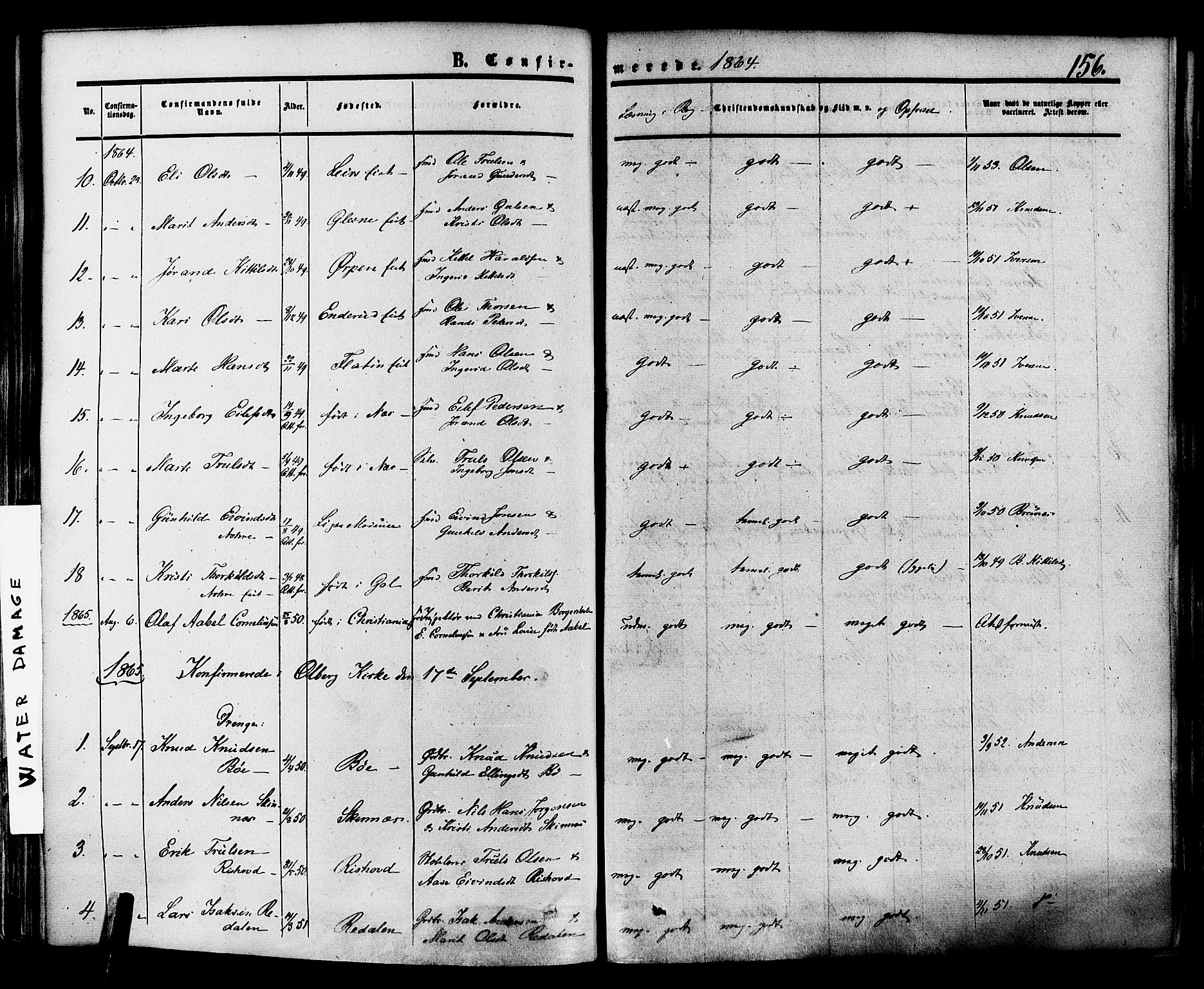 Krødsherad kirkebøker, SAKO/A-19/F/Fa/L0003: Parish register (official) no. 3, 1851-1872, p. 156