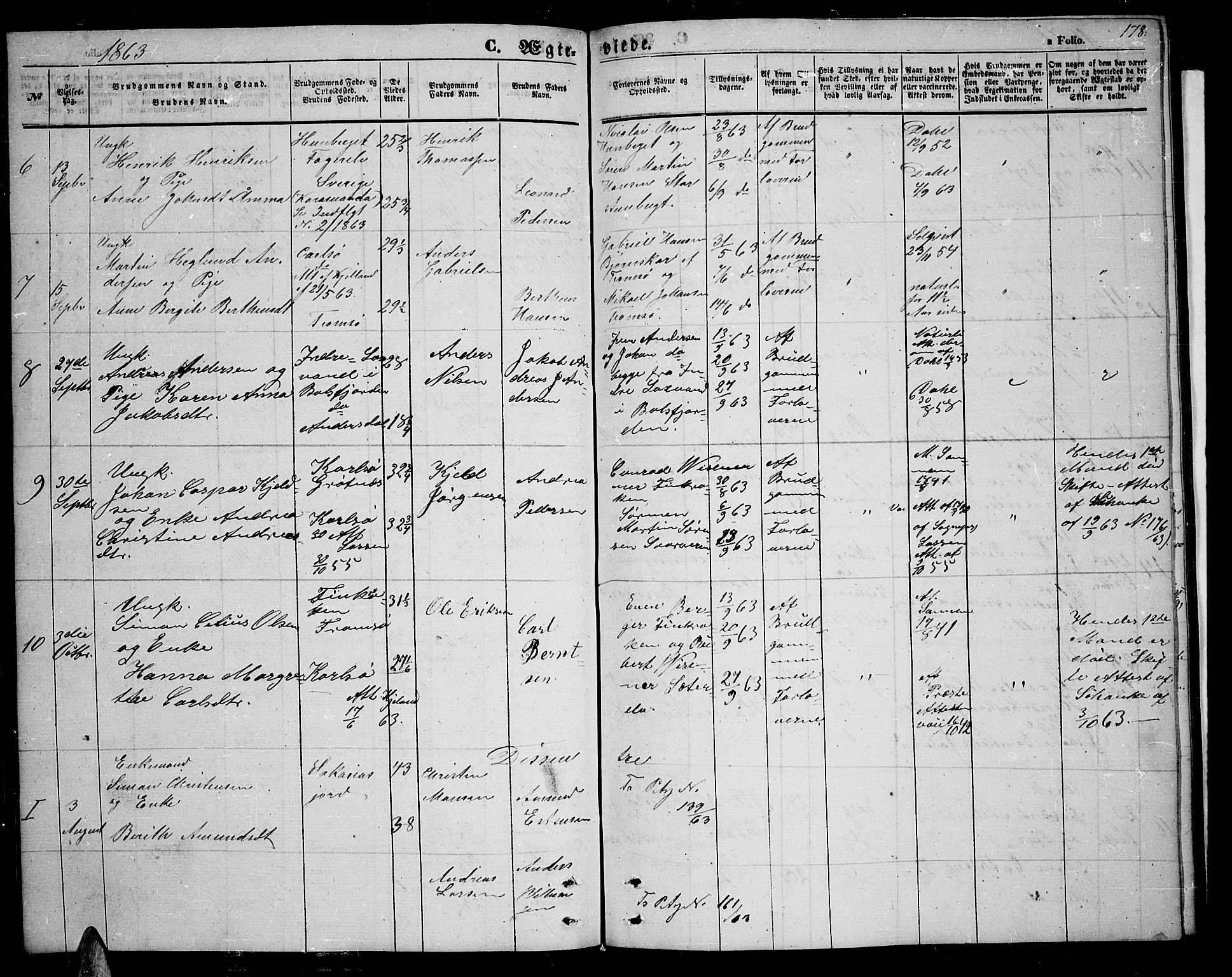 Tromsøysund sokneprestkontor, AV/SATØ-S-1304/G/Gb/L0001klokker: Parish register (copy) no. 1, 1857-1869, p. 178