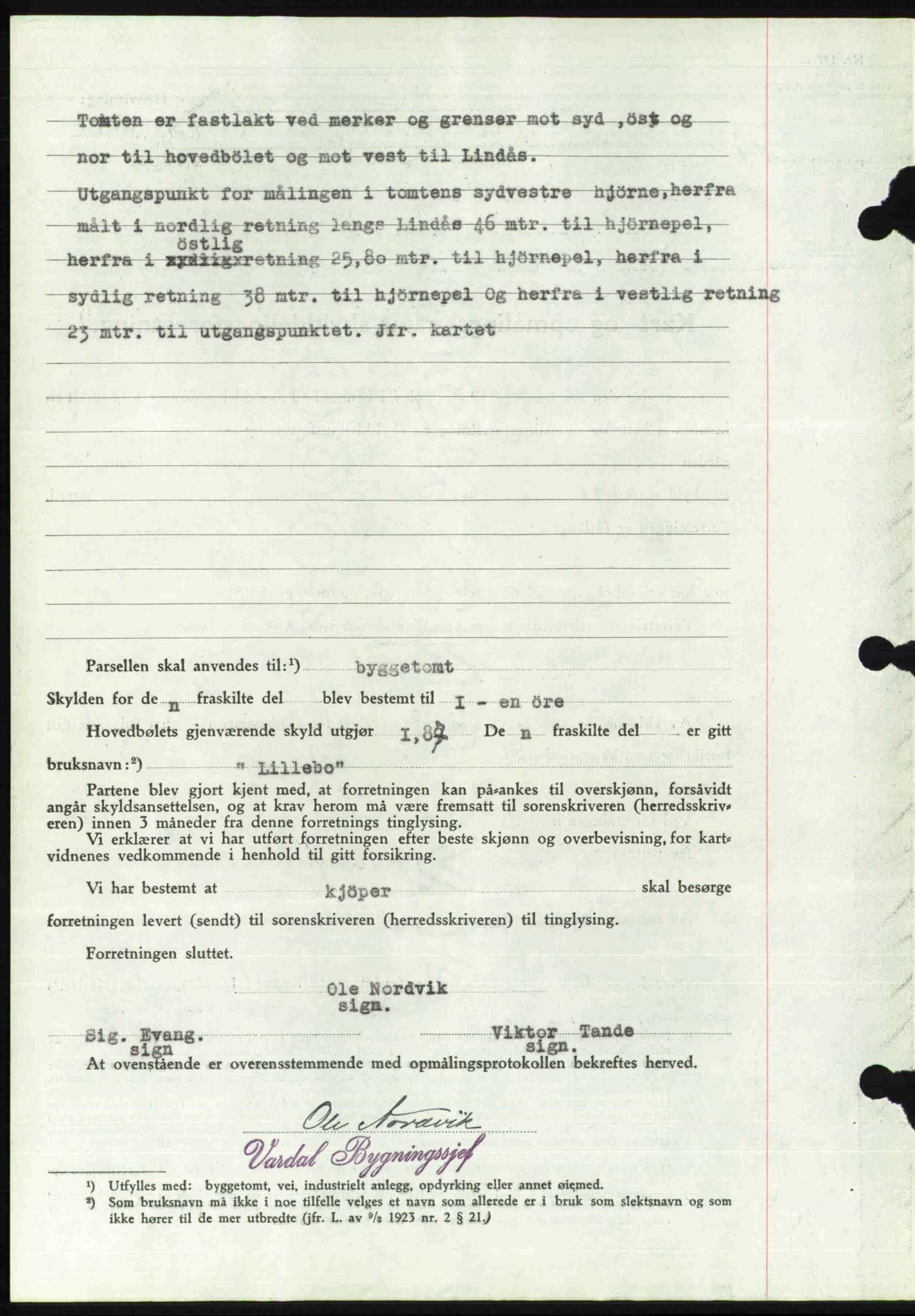 Toten tingrett, SAH/TING-006/H/Hb/Hbc/L0007: Mortgage book no. Hbc-07, 1939-1940, Diary no: : 287/1940