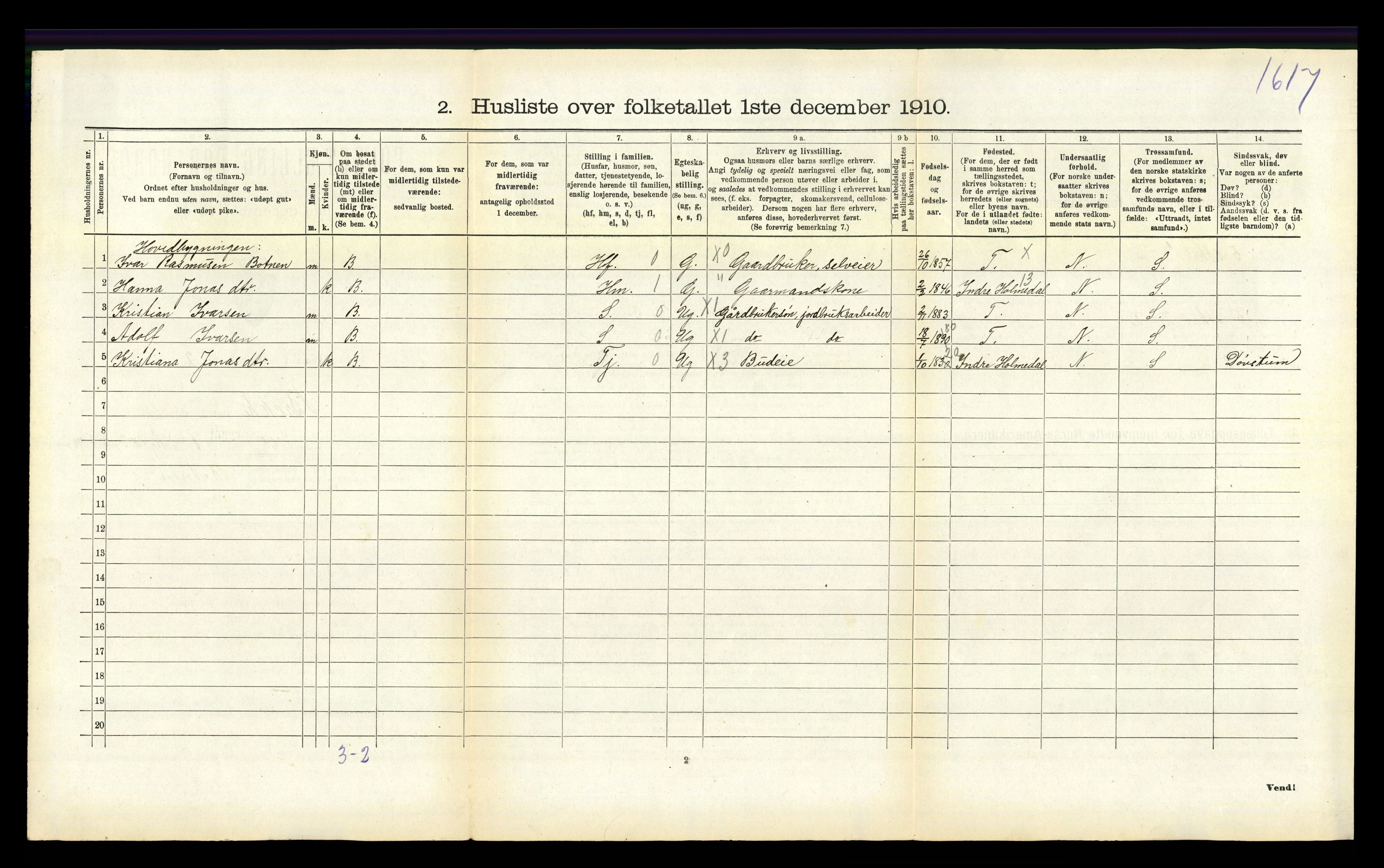 RA, 1910 census for Brekke, 1910, p. 224