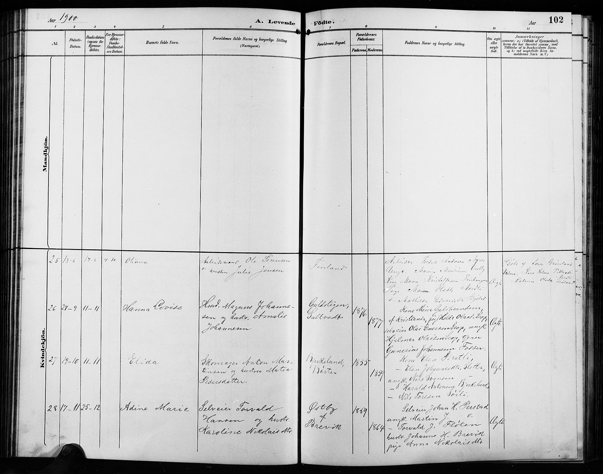 Enebakk prestekontor Kirkebøker, SAO/A-10171c/G/Ga/L0006: Parish register (copy) no. I 6, 1889-1911, p. 102