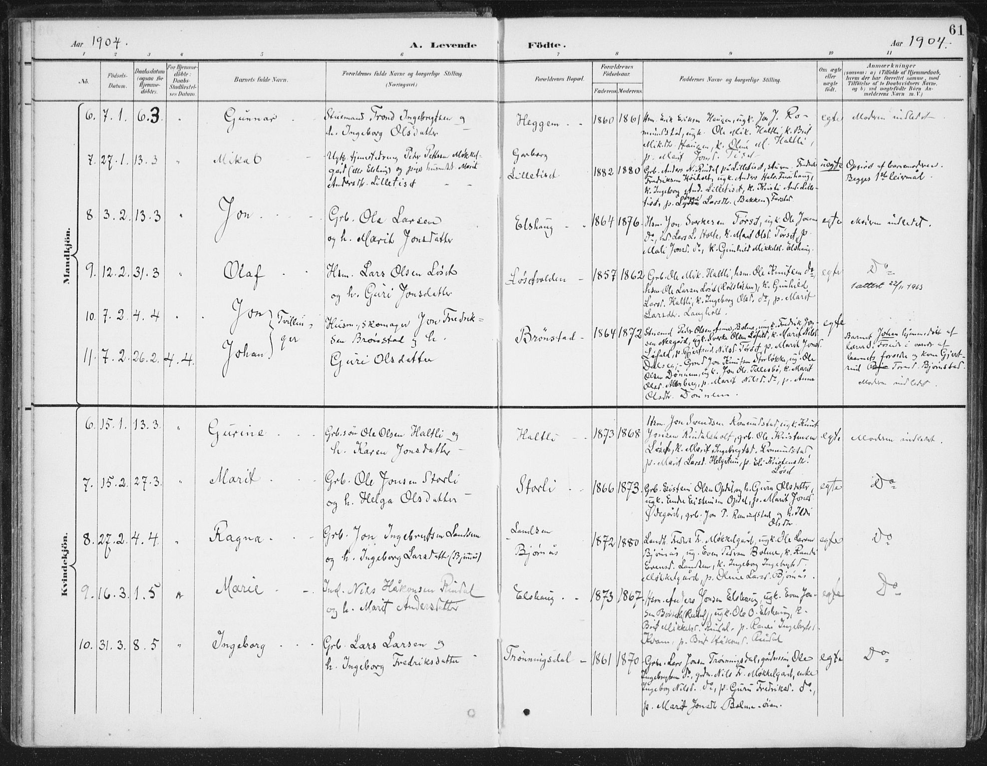 Ministerialprotokoller, klokkerbøker og fødselsregistre - Møre og Romsdal, AV/SAT-A-1454/598/L1072: Parish register (official) no. 598A06, 1896-1910, p. 61