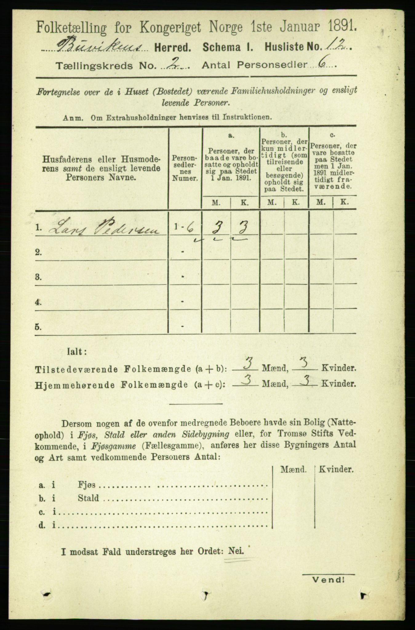 RA, 1891 census for 1656 Buvik, 1891, p. 566