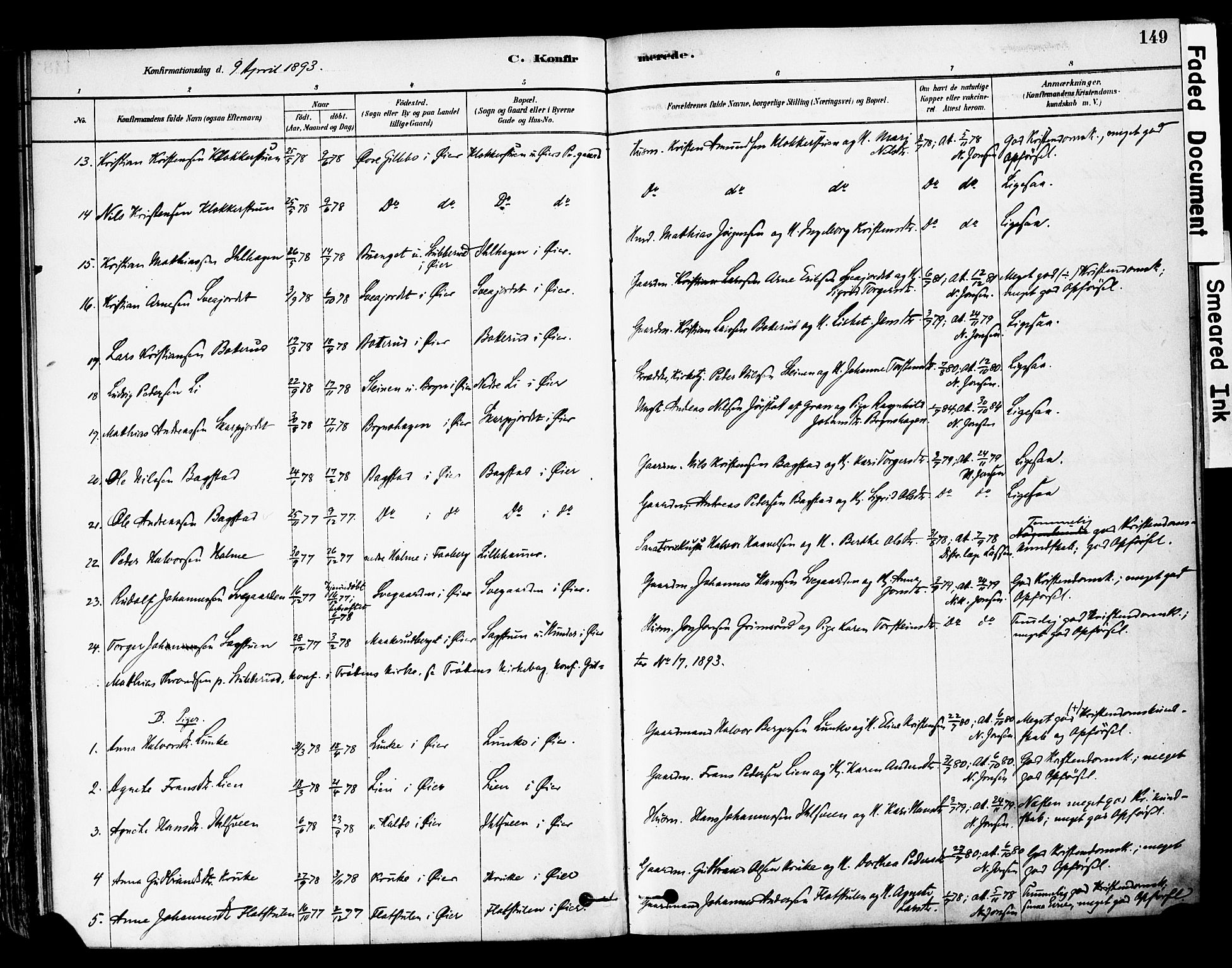 Øyer prestekontor, AV/SAH-PREST-084/H/Ha/Haa/L0008: Parish register (official) no. 8, 1878-1897, p. 149