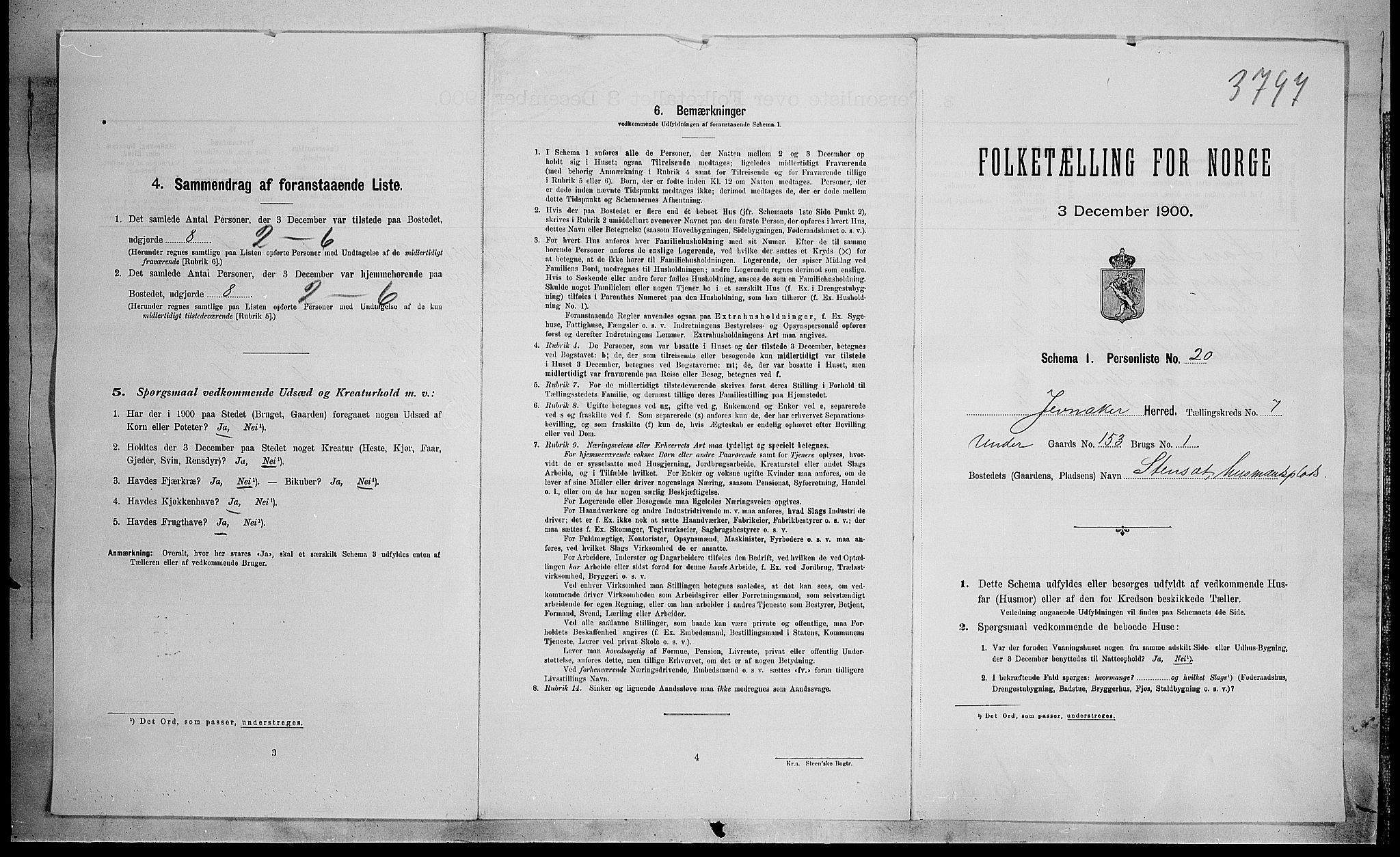 SAH, 1900 census for Jevnaker, 1900, p. 1024