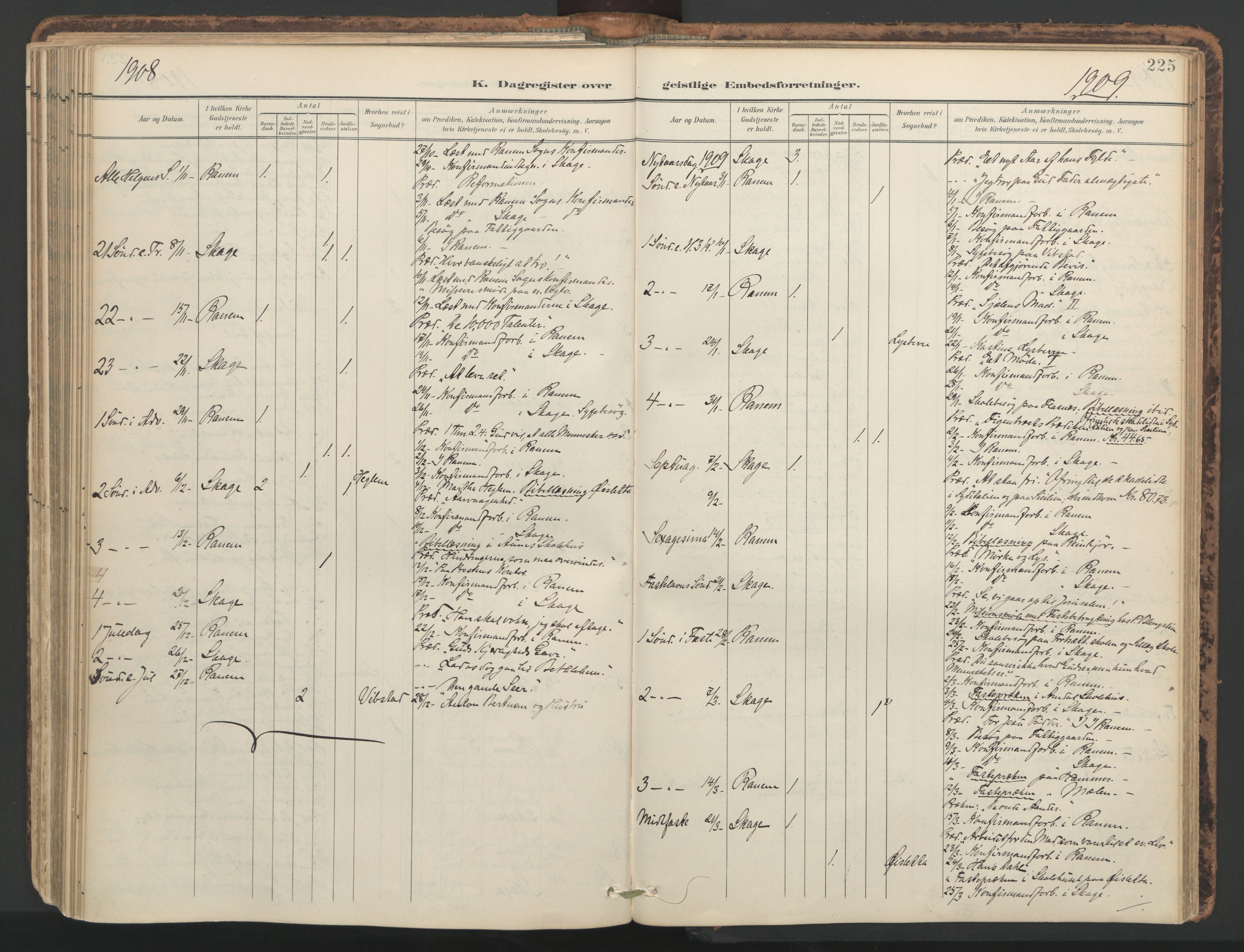 Ministerialprotokoller, klokkerbøker og fødselsregistre - Nord-Trøndelag, SAT/A-1458/764/L0556: Parish register (official) no. 764A11, 1897-1924, p. 225
