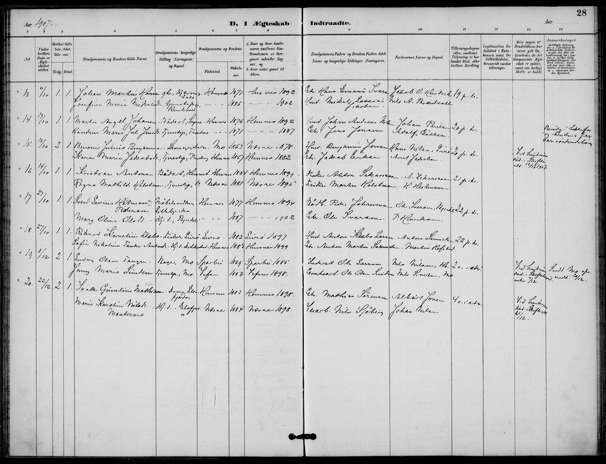 Ministerialprotokoller, klokkerbøker og fødselsregistre - Nordland, AV/SAT-A-1459/825/L0363: Parish register (official) no. 825A17, 1890-1909, p. 28