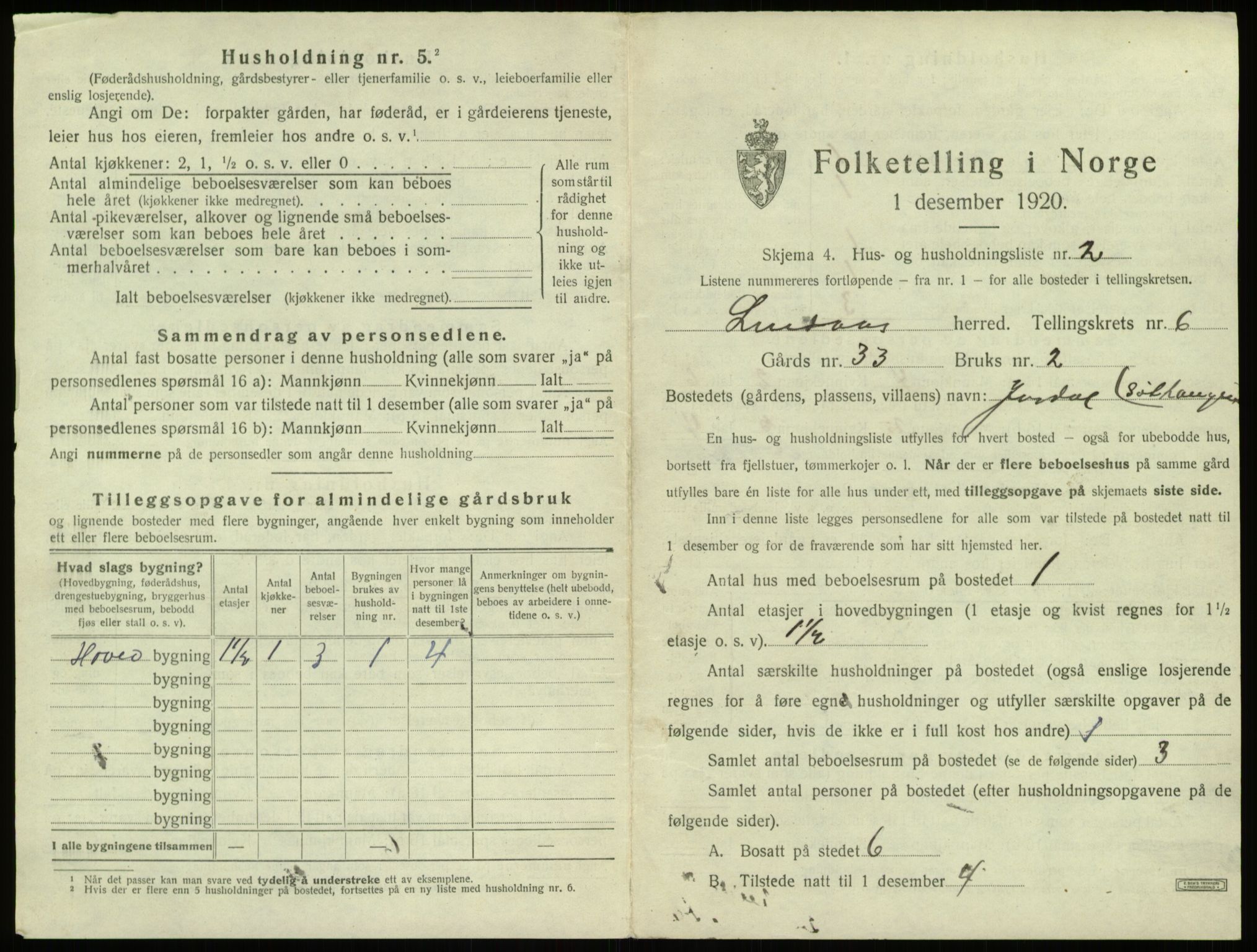 SAB, 1920 census for Lindås, 1920, p. 380