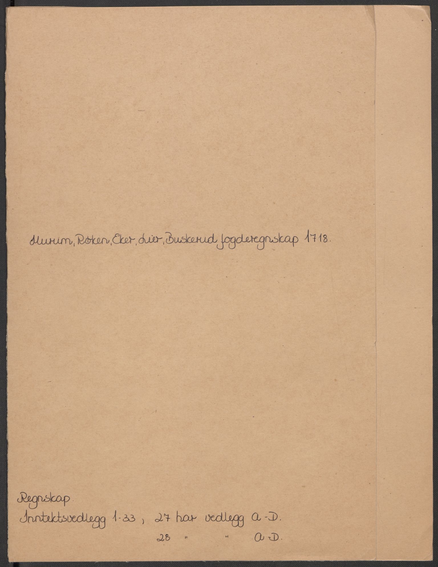 Rentekammeret inntil 1814, Reviderte regnskaper, Fogderegnskap, AV/RA-EA-4092/R31/L1712: Fogderegnskap Hurum, Røyken, Eiker, Lier og Buskerud, 1718, p. 2