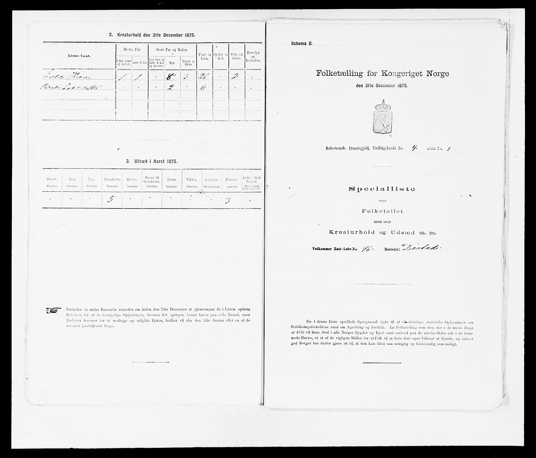 SAB, 1875 census for 1418P Balestrand, 1875, p. 458